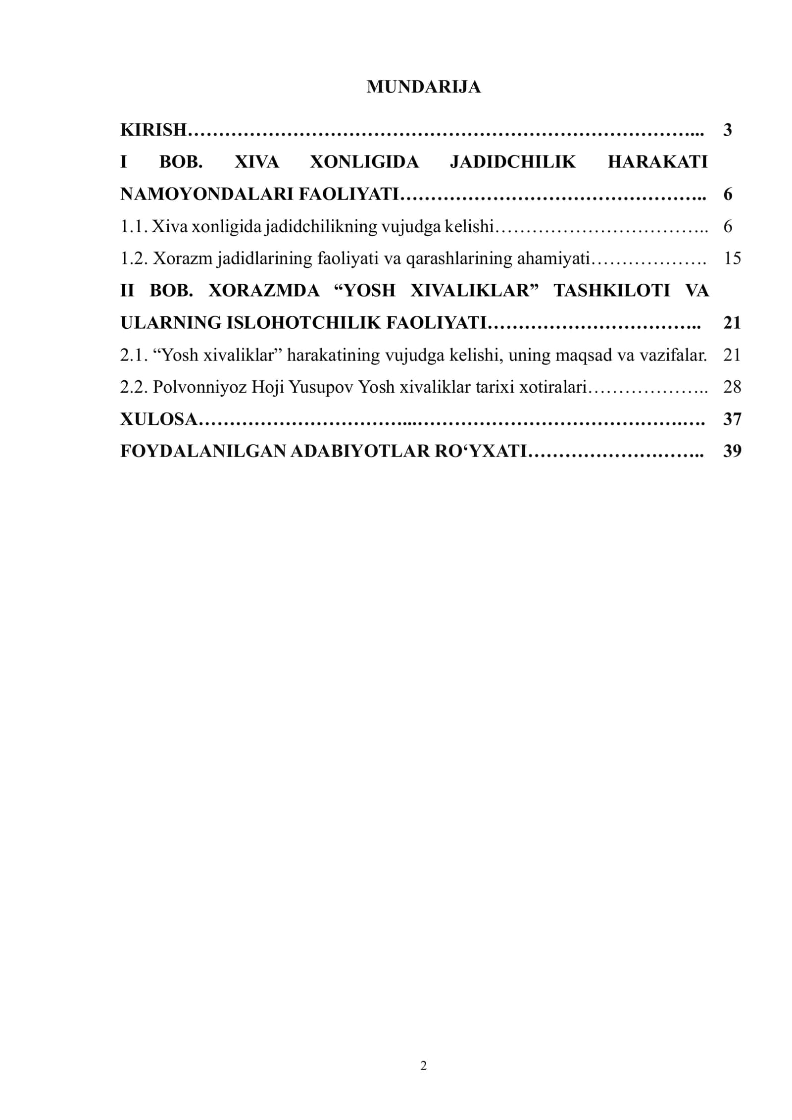 TURKISTON O‘ LKASI JADIDCHILIK HARAKATI NAMOYONDALARI FAOLIYATI ( XIVA JADIDLARI HAYOT FAOLIYATI MISOLIDA)