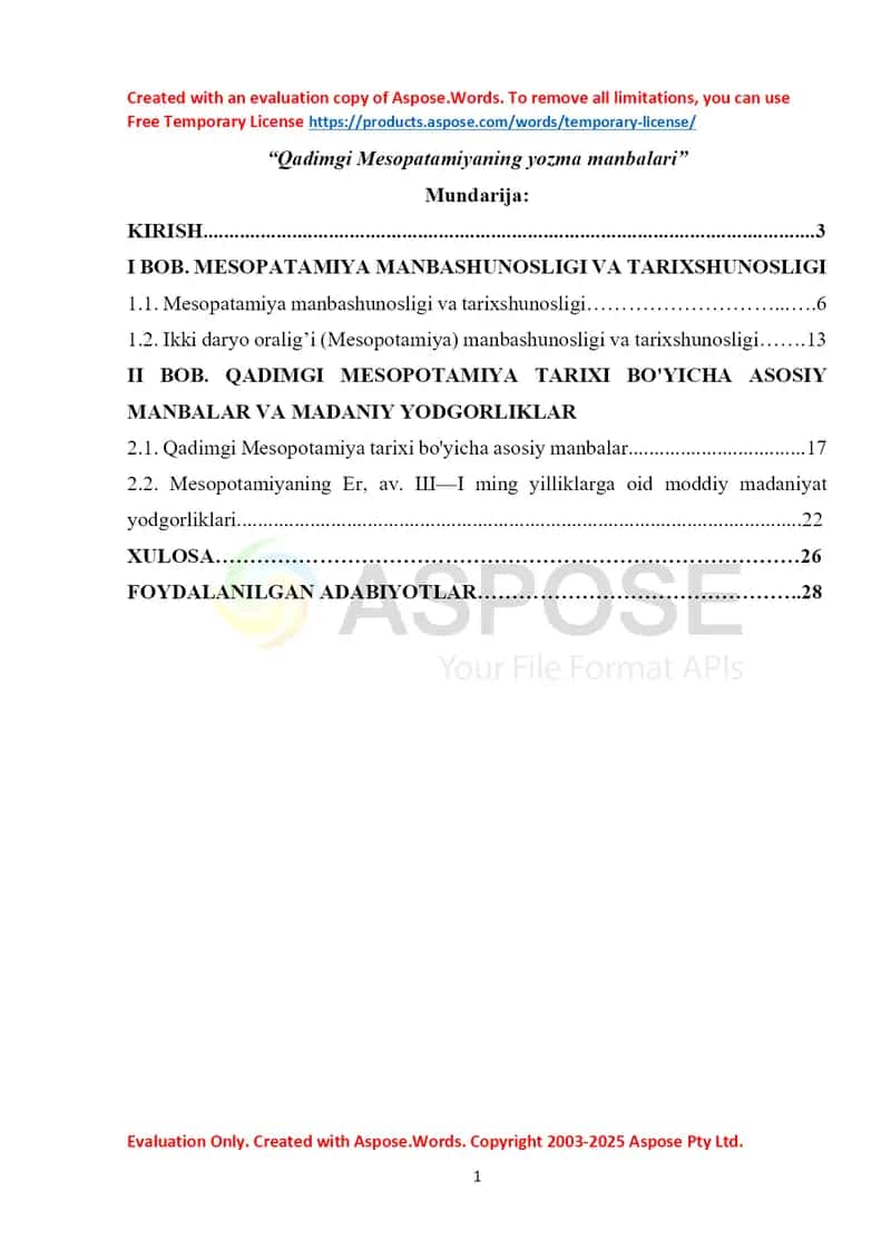 Qadimgi Mesopotamiyaning yozma manbalari