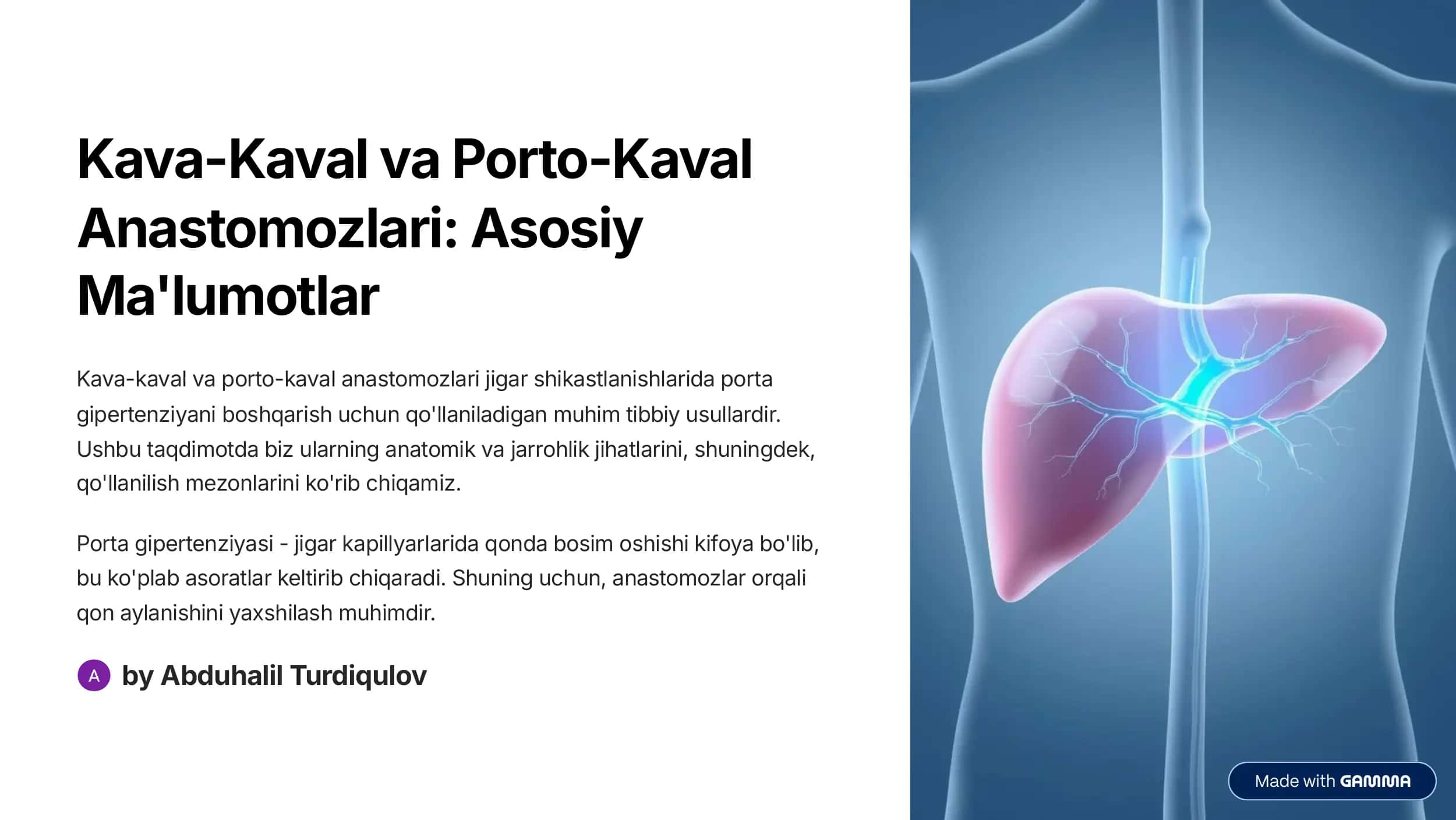 Kava-Kaval va Porto-Kaval Anastomozlari