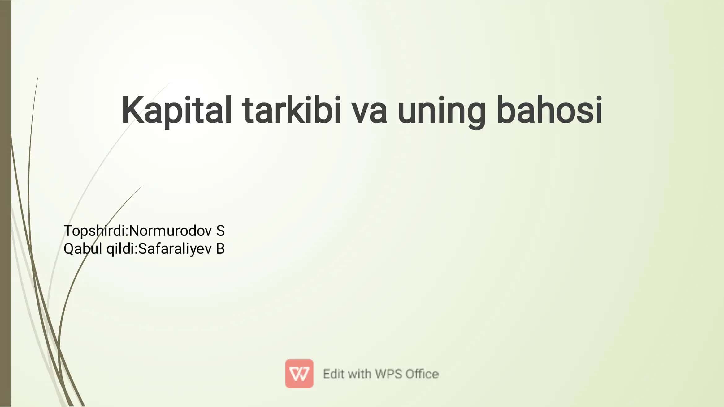 Kapital tarkibi va uning bahosi