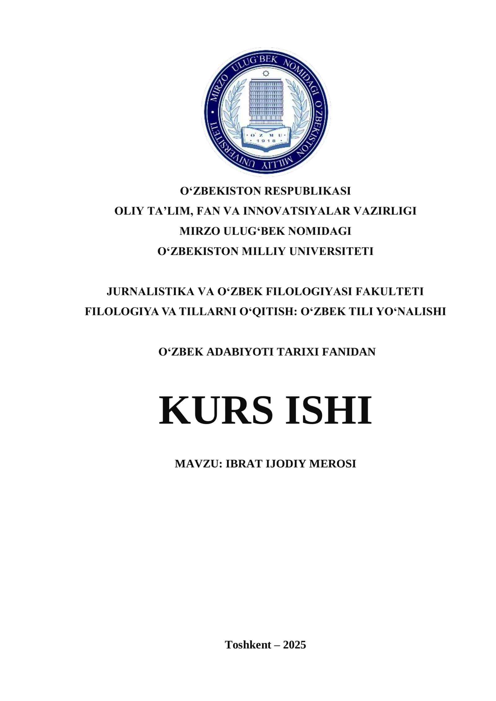 IBRAT IJODIY MEROSI
