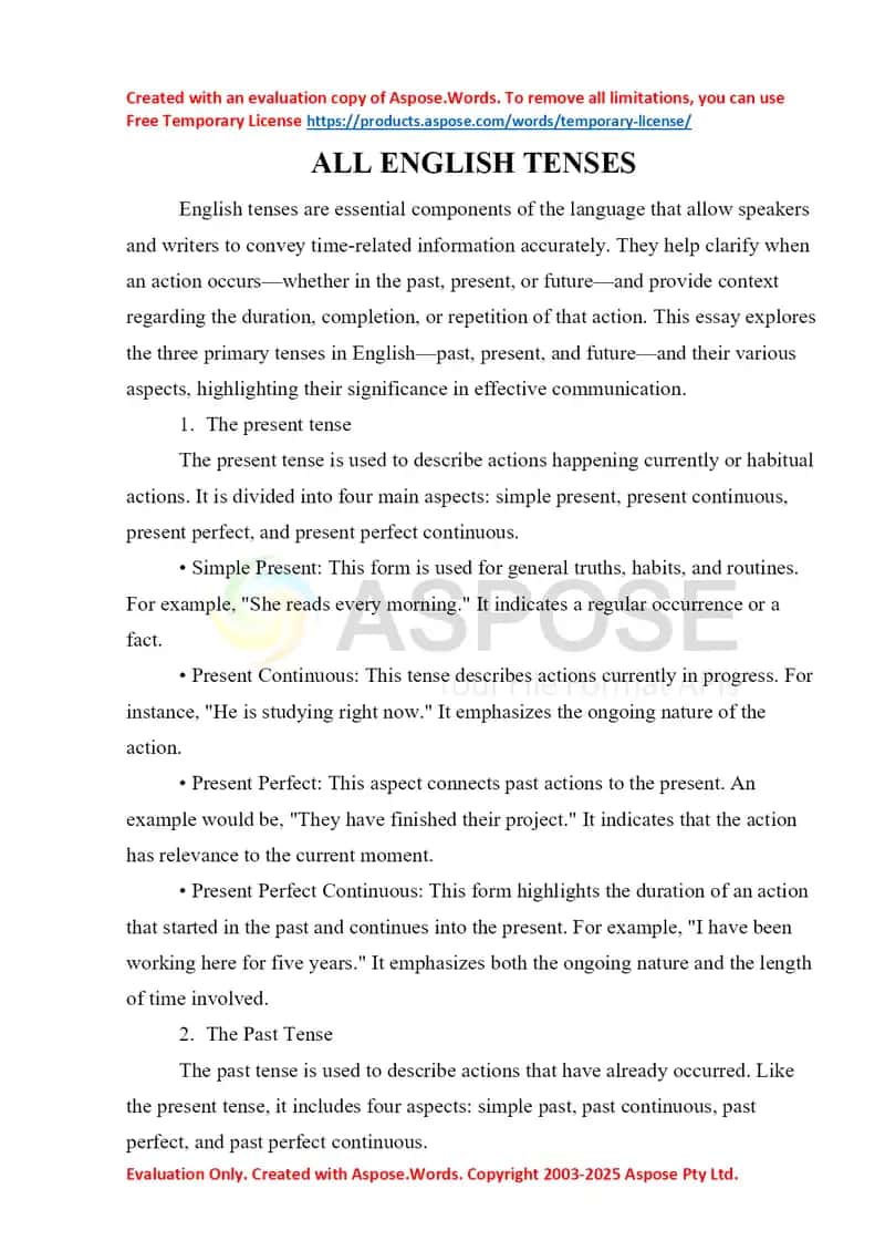 ALL ENGLISH TENSES