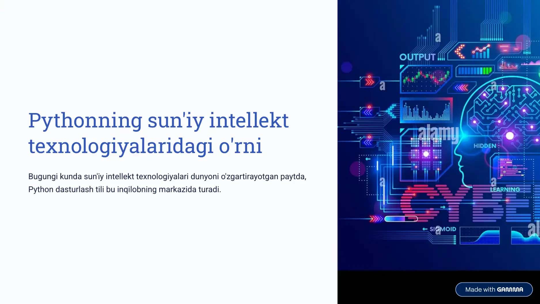Pythonning sun’iy intellekt texnologiyalaridagi o‘rni.