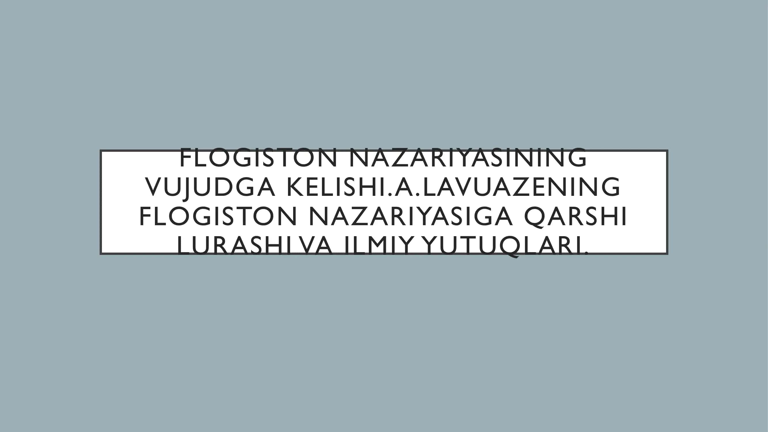 FLOGISTON NAZARIYASINING