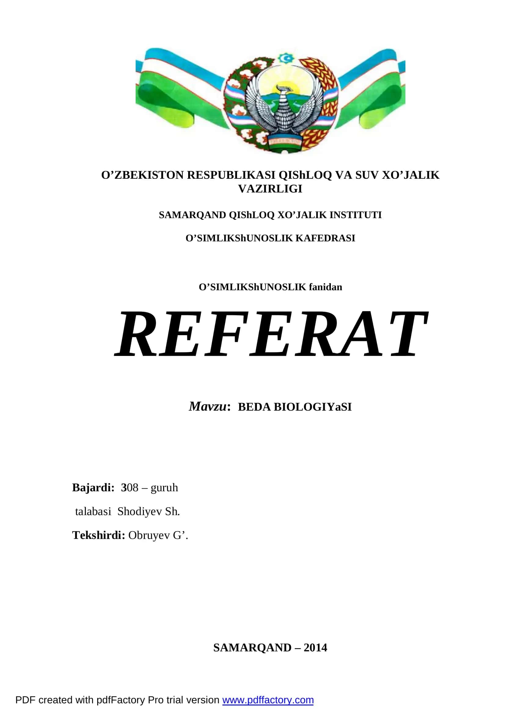 BEDA BIOLOGIYaSI