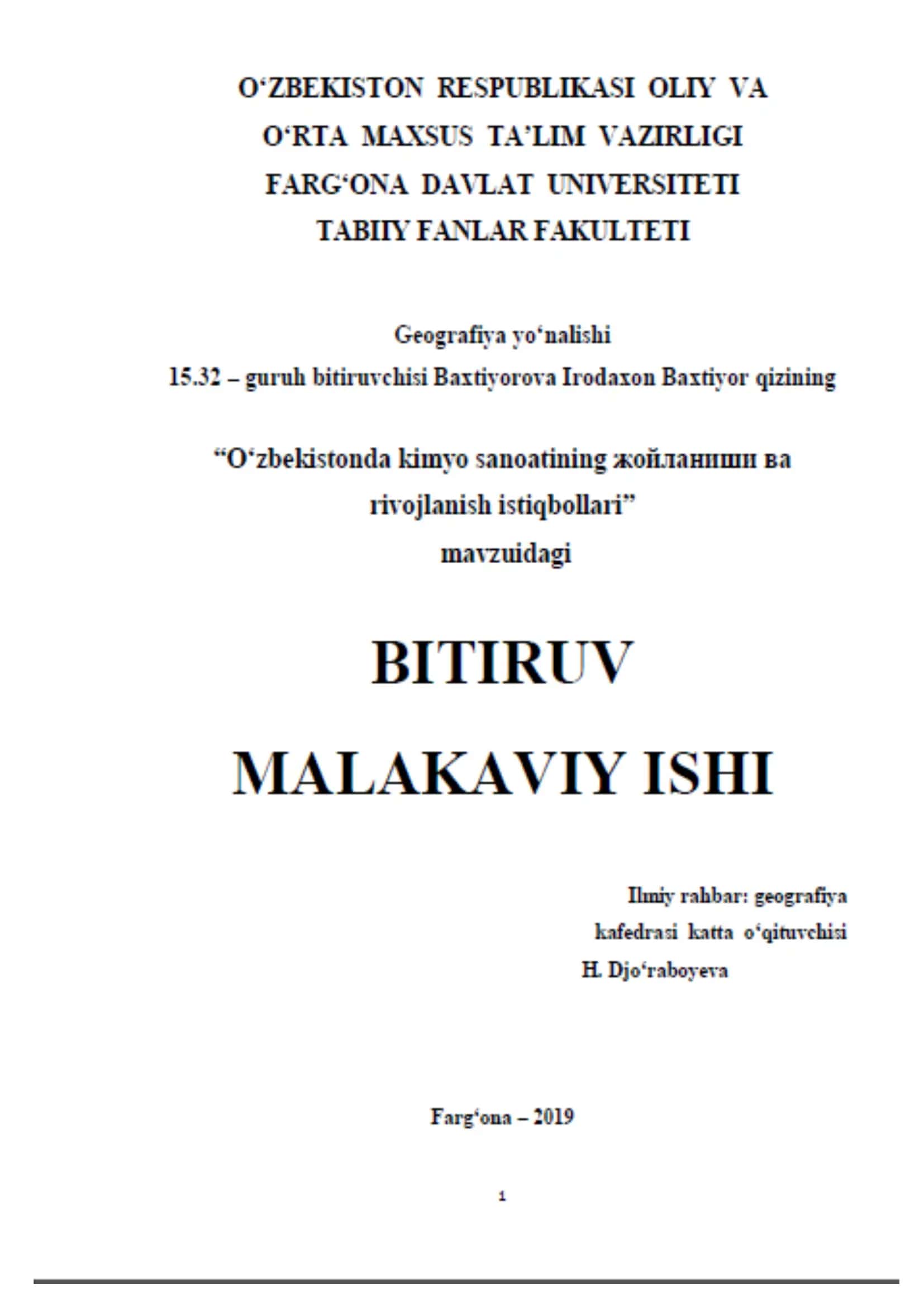 Kimyo Sanoati Mahsulotlari