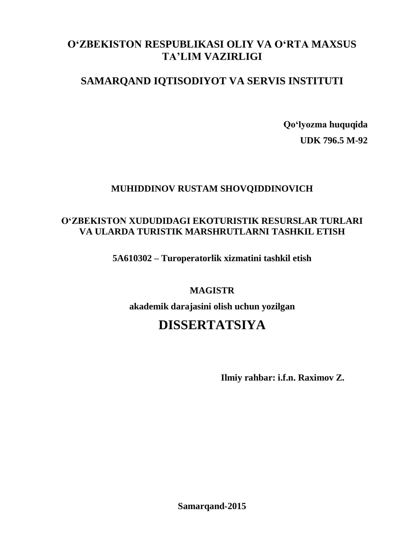 O„zbekistonda Ekoturistik Resurslar