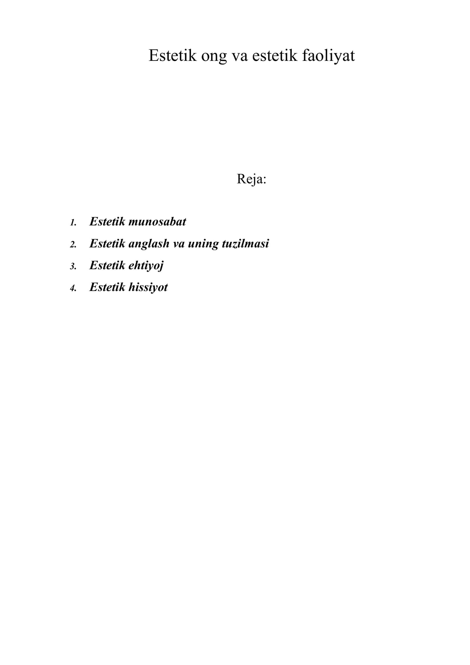 Estetik ong va estetik faoliyat