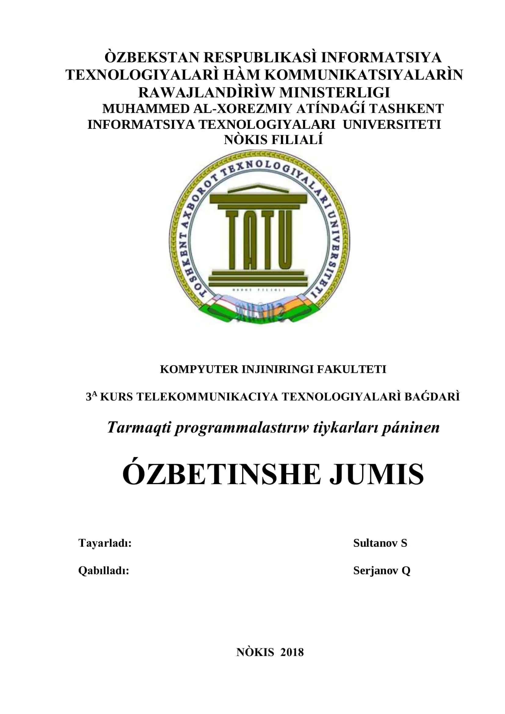 3A KURS TELEKOMMUNIKACIYA TEXNOLOGIYALARÌ BAǴDARÌ