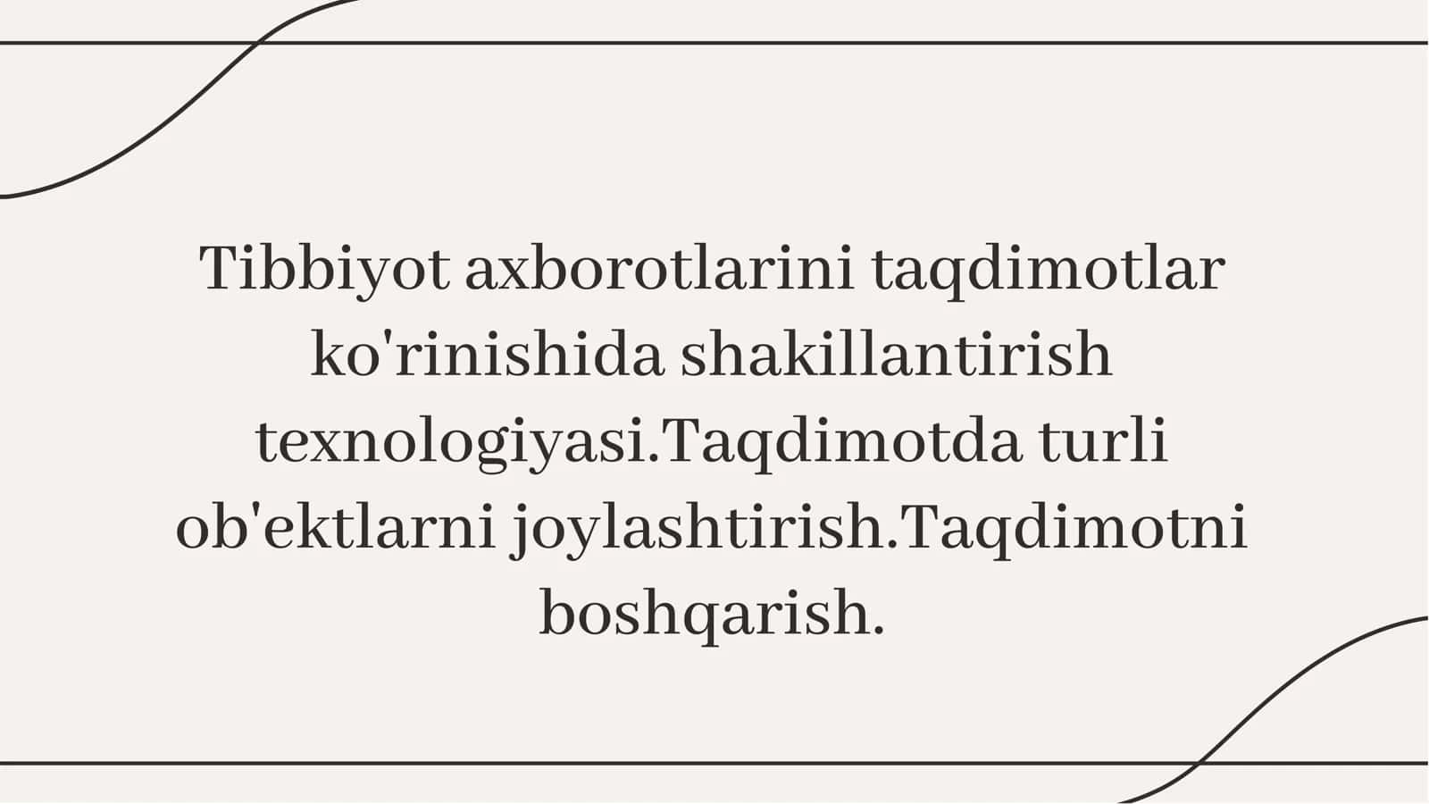 Tibbiyot axborotlarini taqdimotlar