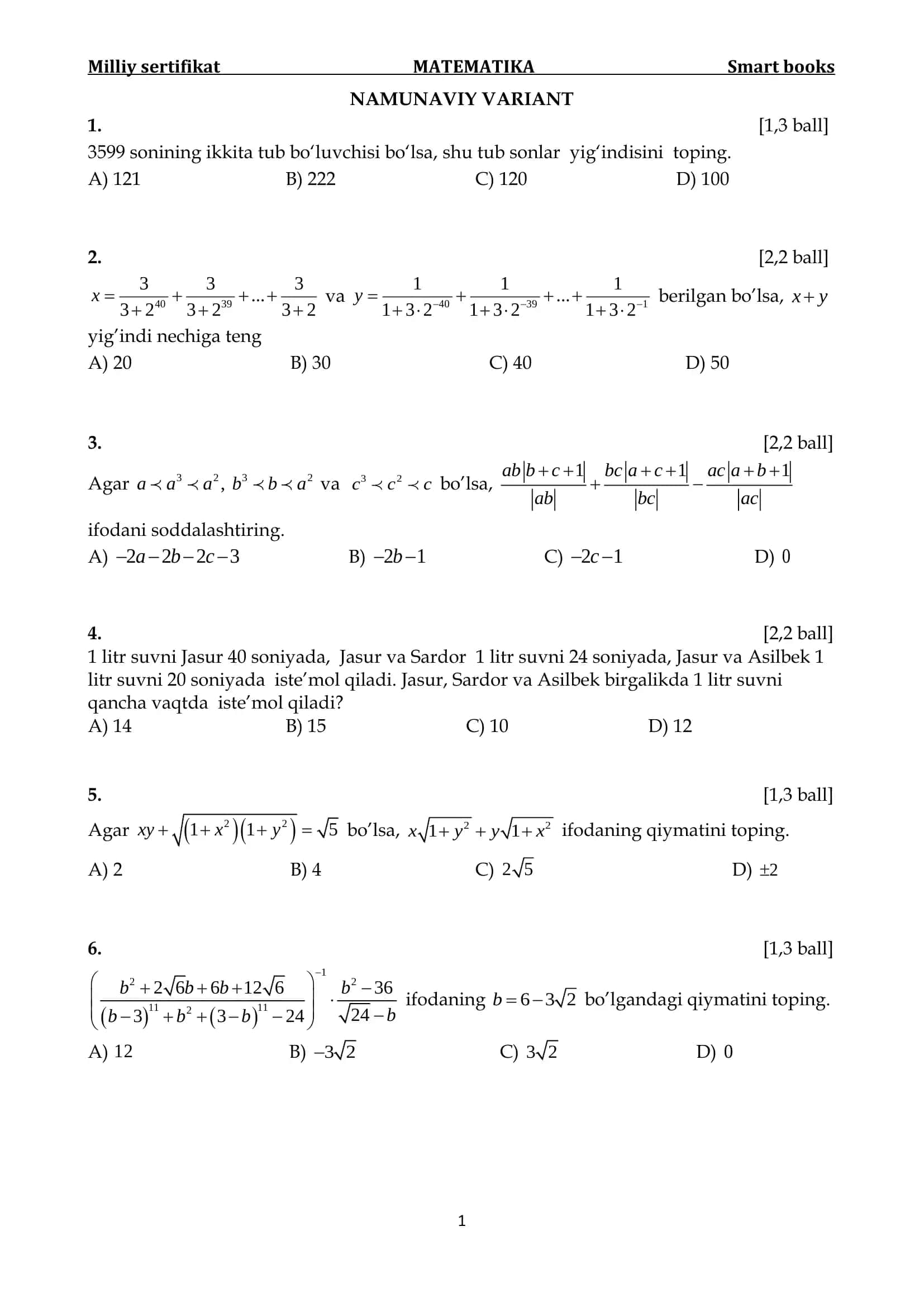 MATEMATIKA Smart books