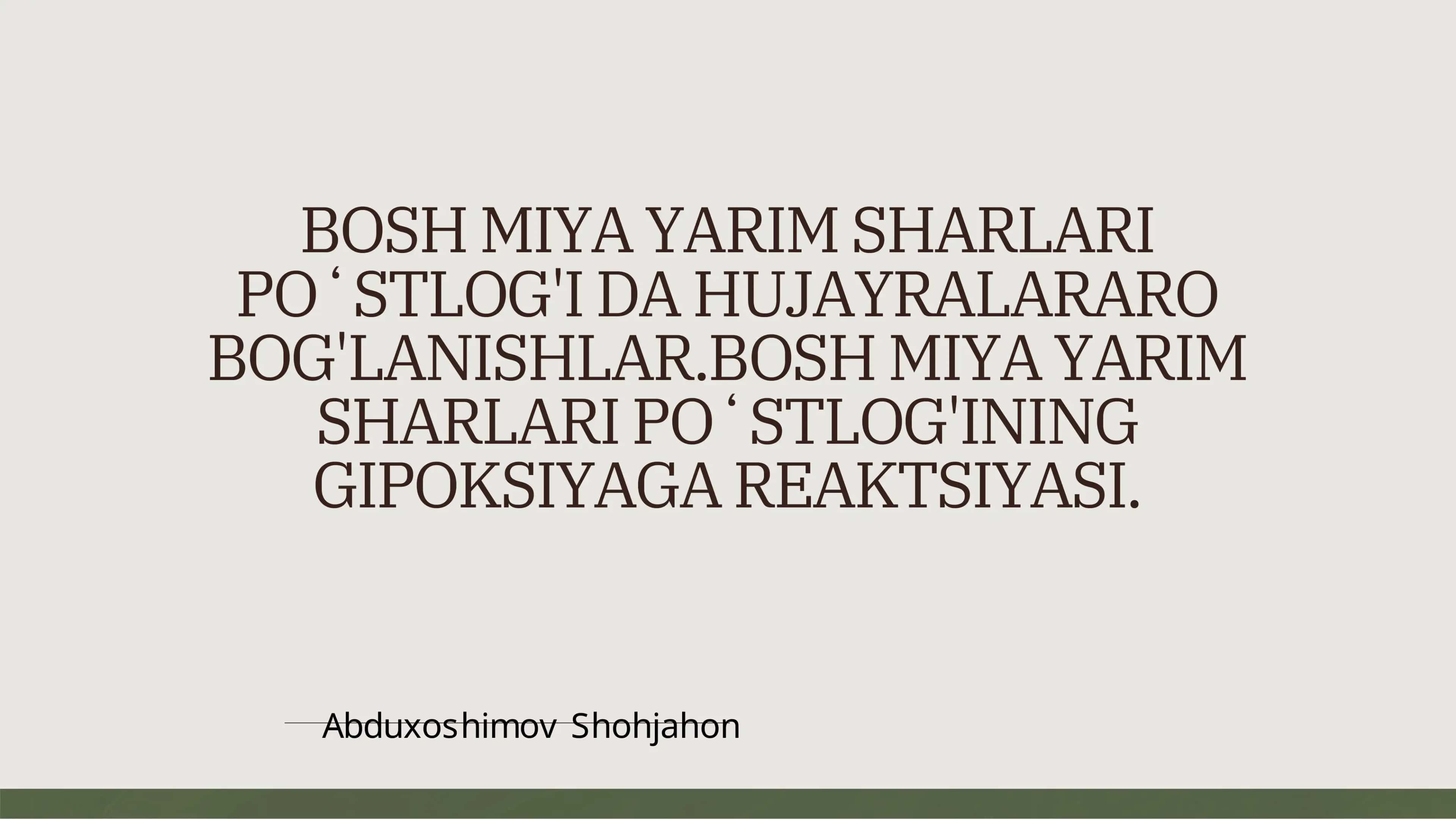 BOSH MIYA YARIM SHARLARI