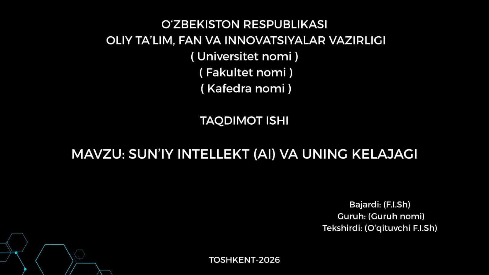 SUN’IY INTELLEKT (AI) VA UNING KELAJAGI