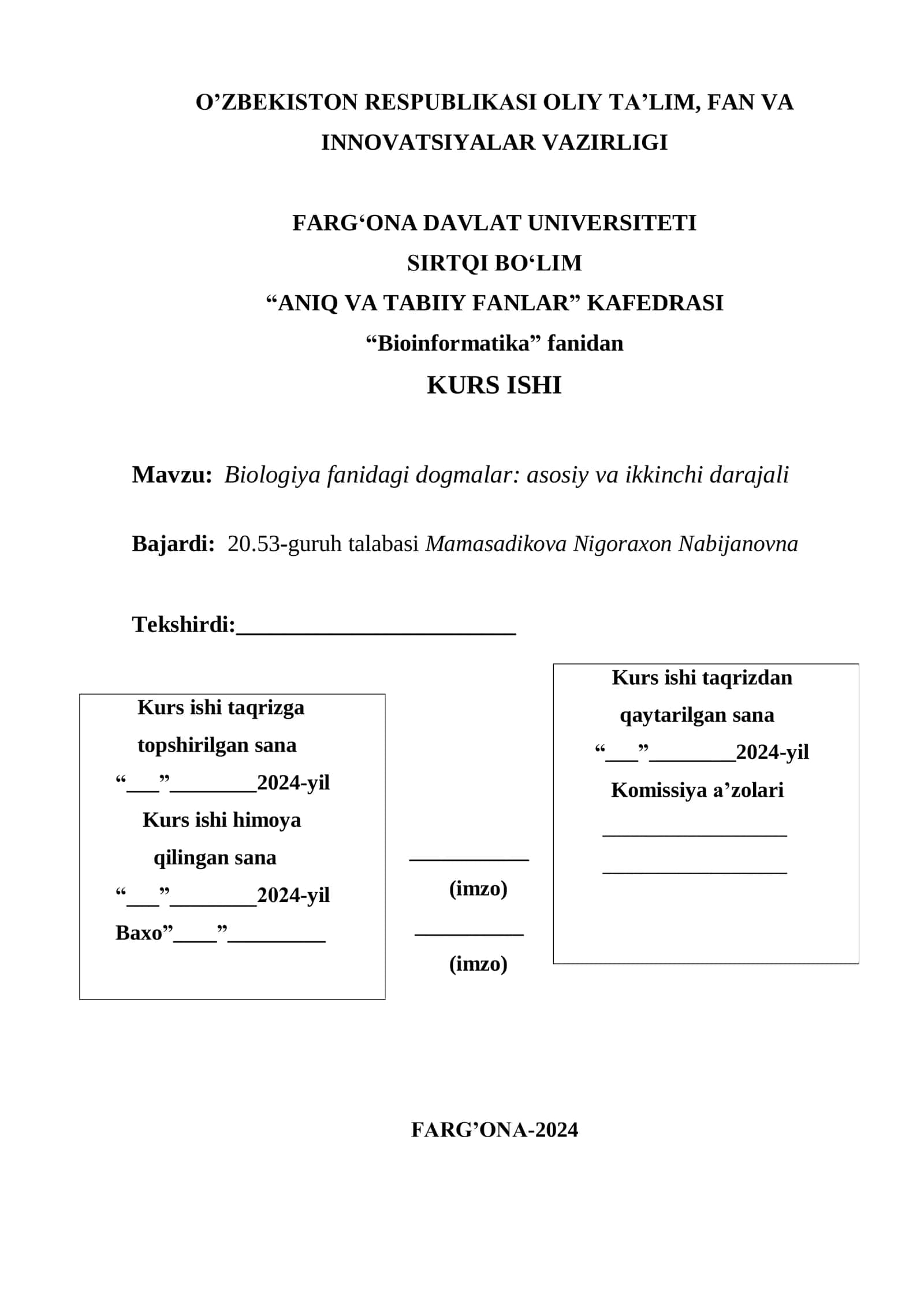 Biologiya fanidagi dogmalar: asosiy va ikkinchi darajali