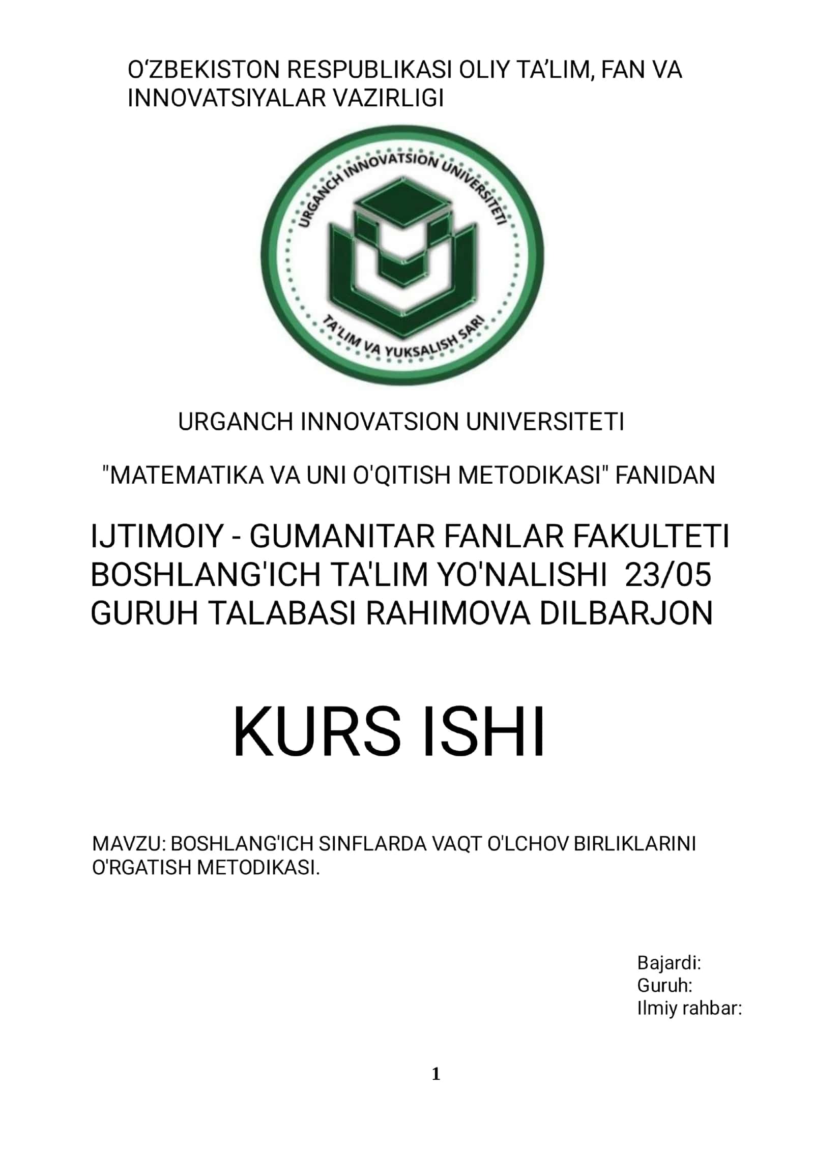 Vaqt o‘lchov birliklari tushunchasiga kirish