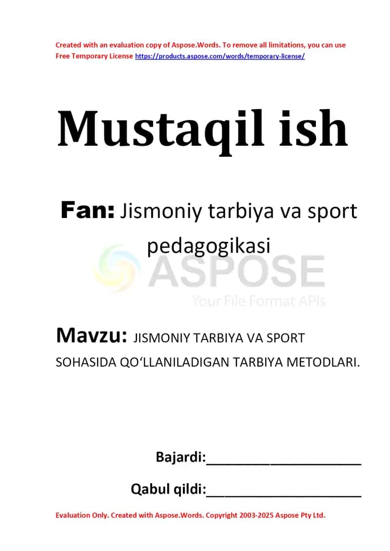 Jismoniy tarbiya va sport sohasida qo‘llaniladigan tarbiya metodlari