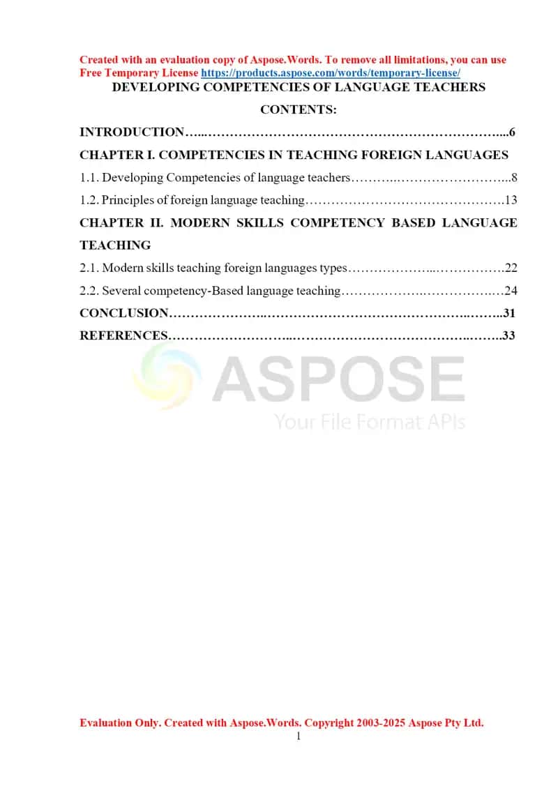 Developing Competencies of Language Teachers