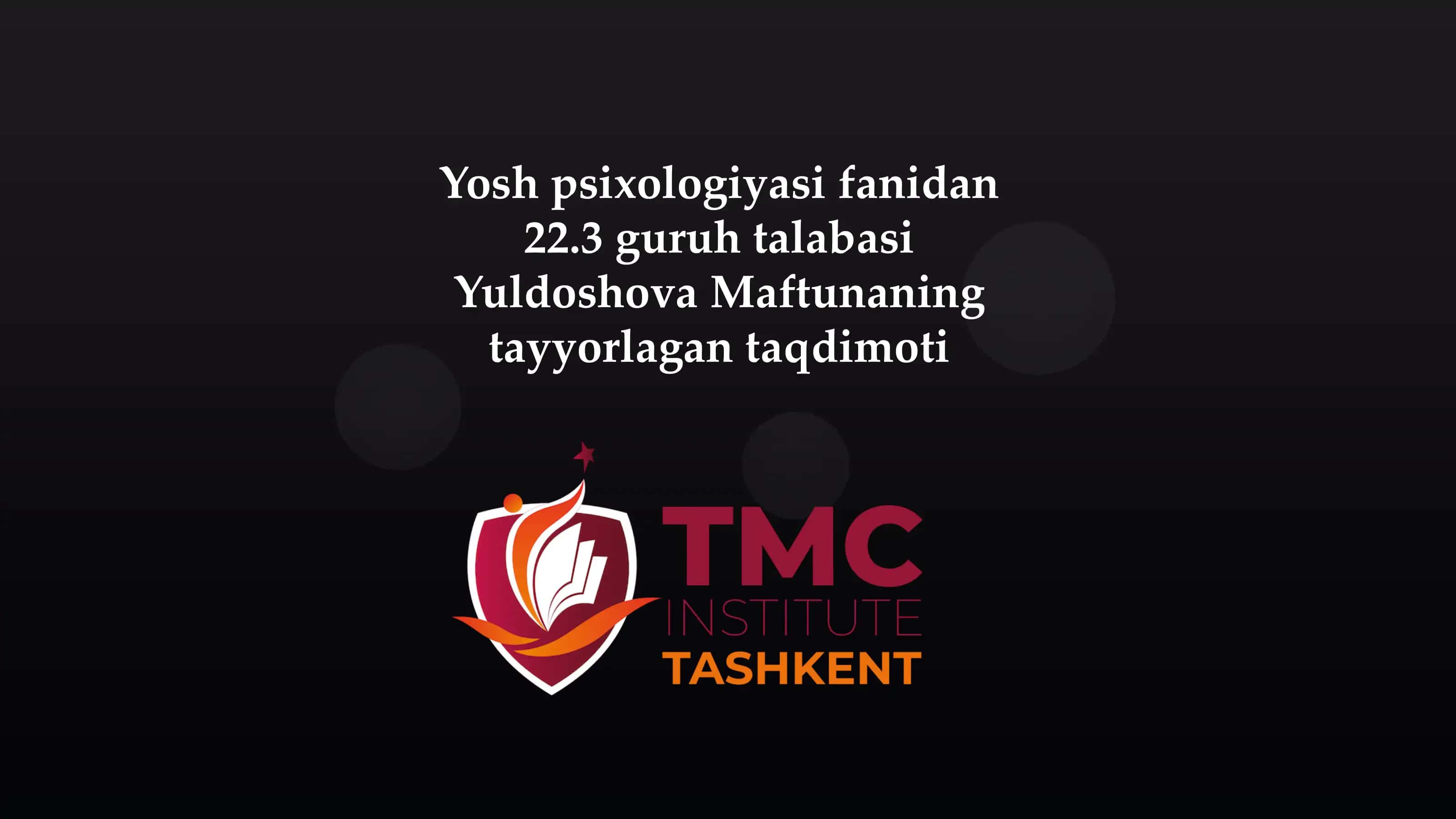 Yosh psixologiyasi fanidan