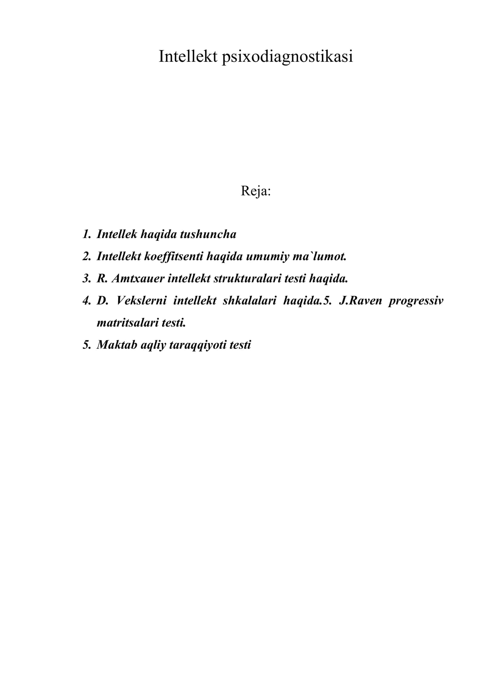 Intellekt psixodiagnostikasi