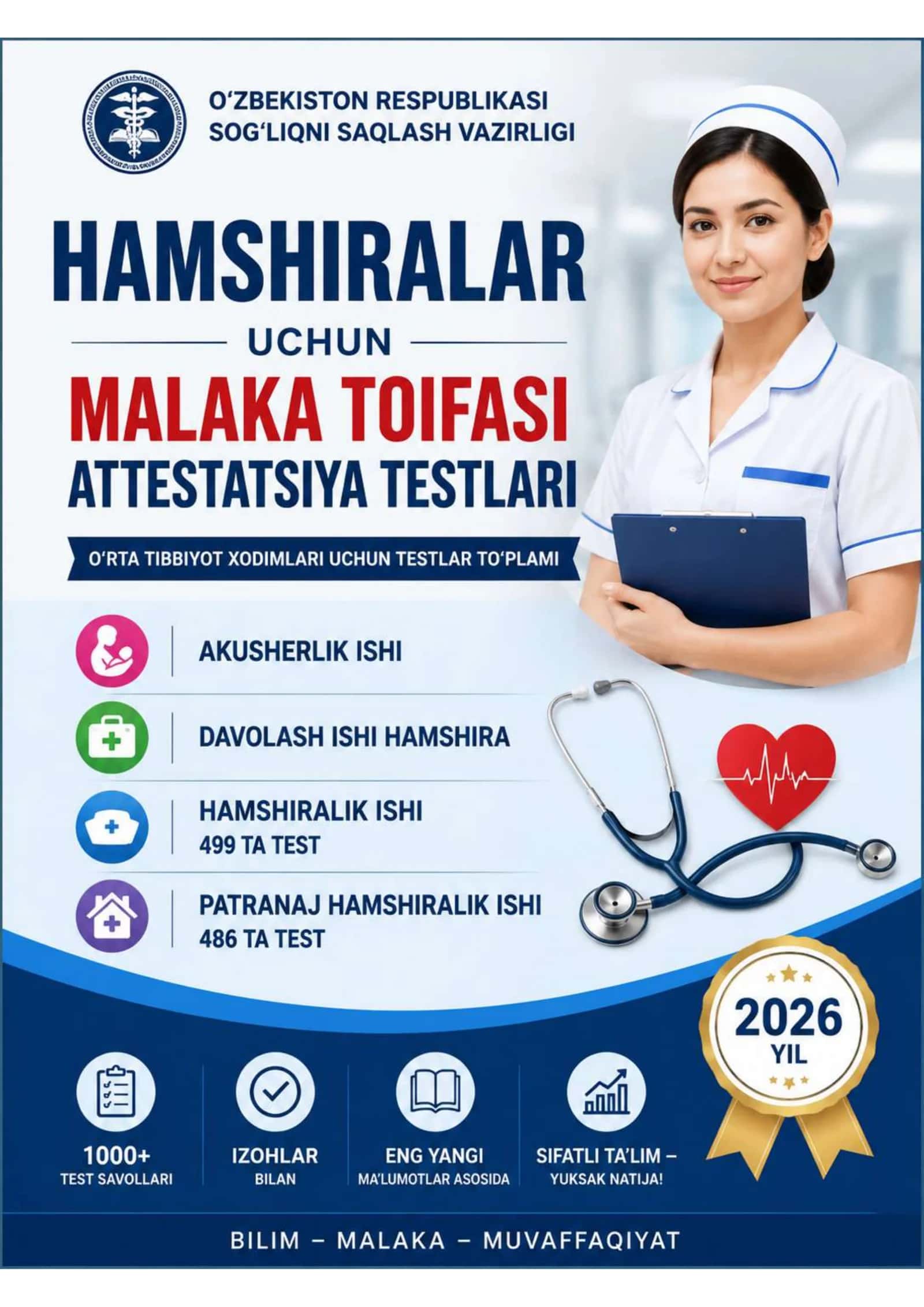 Hamshiralar uchun toifa va attestatsiya savollari