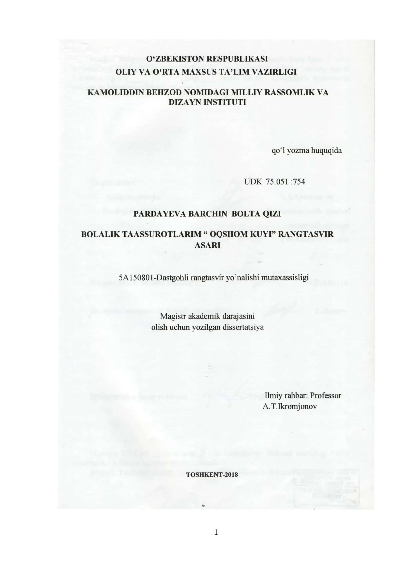 Magistrlik dissertatsiyasi mavzusining asoslanishi va uning dolzarbligi