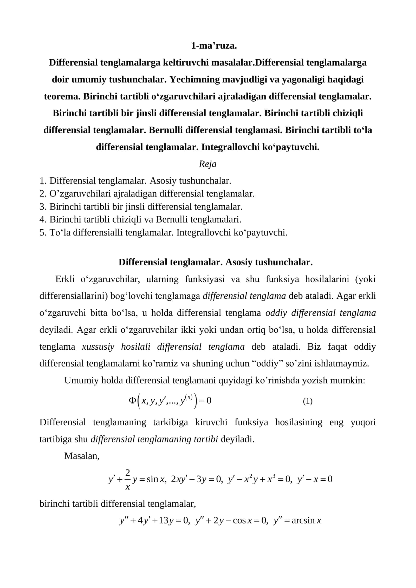 Differensial tenglamalar