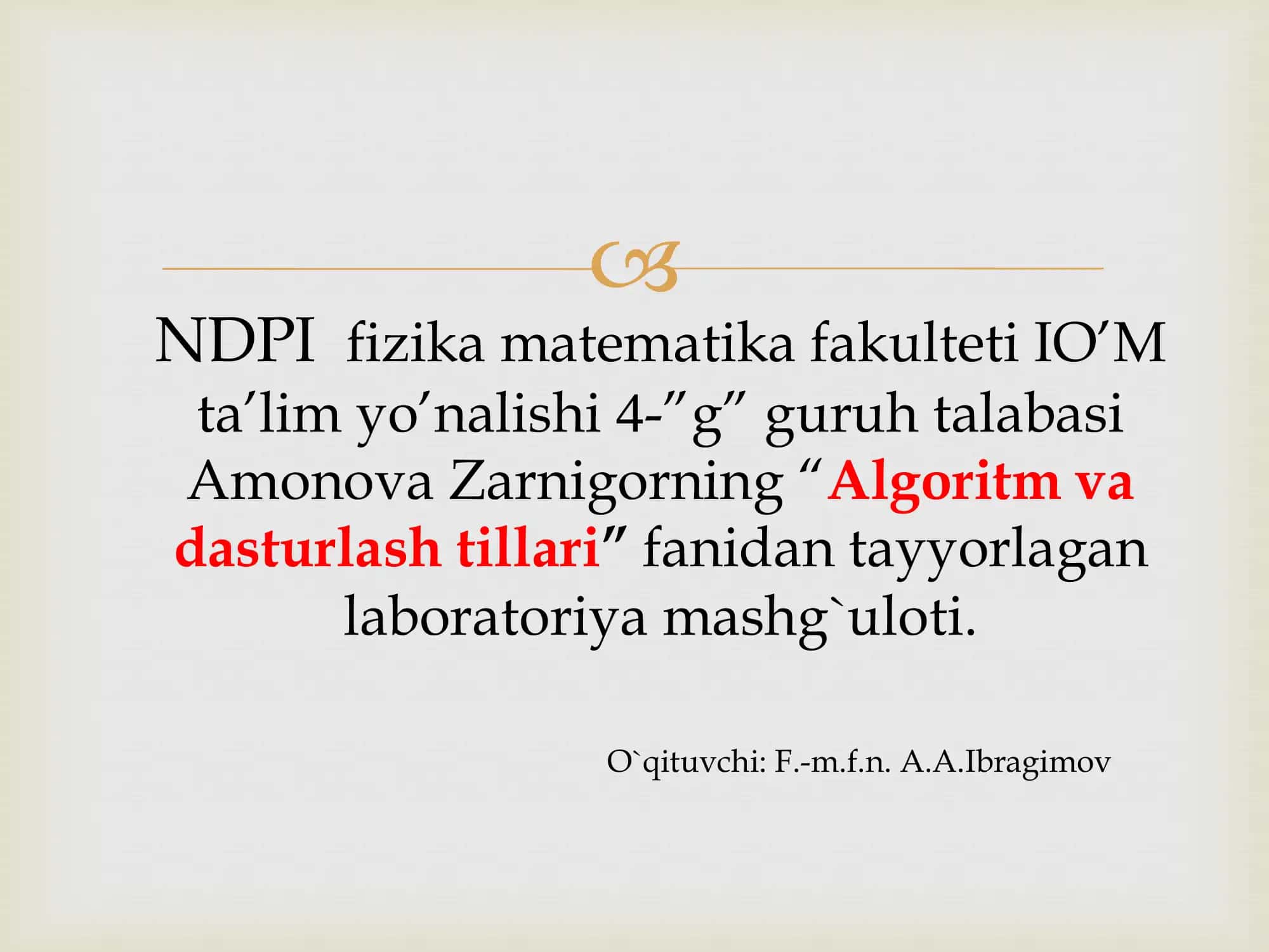 Algoritm va dasturlash tillari