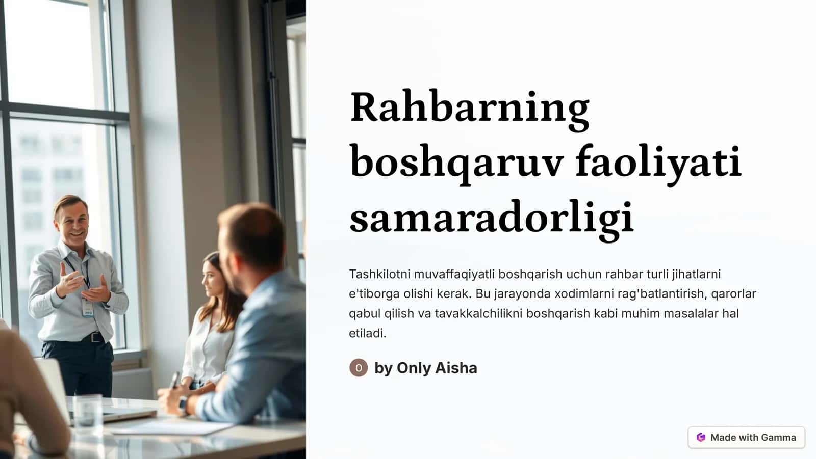 Rahbarning vazifalari va rollarini tushunish