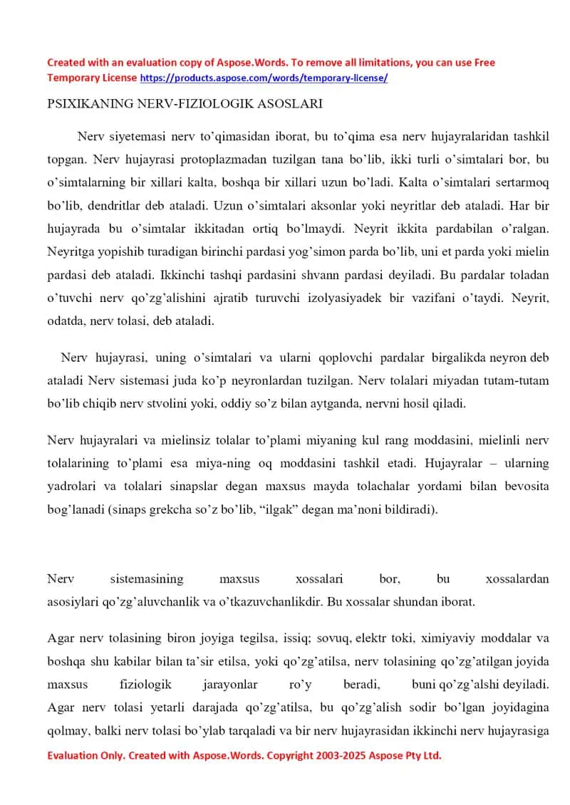 Psixikaning nerv-fiziologik asoslari