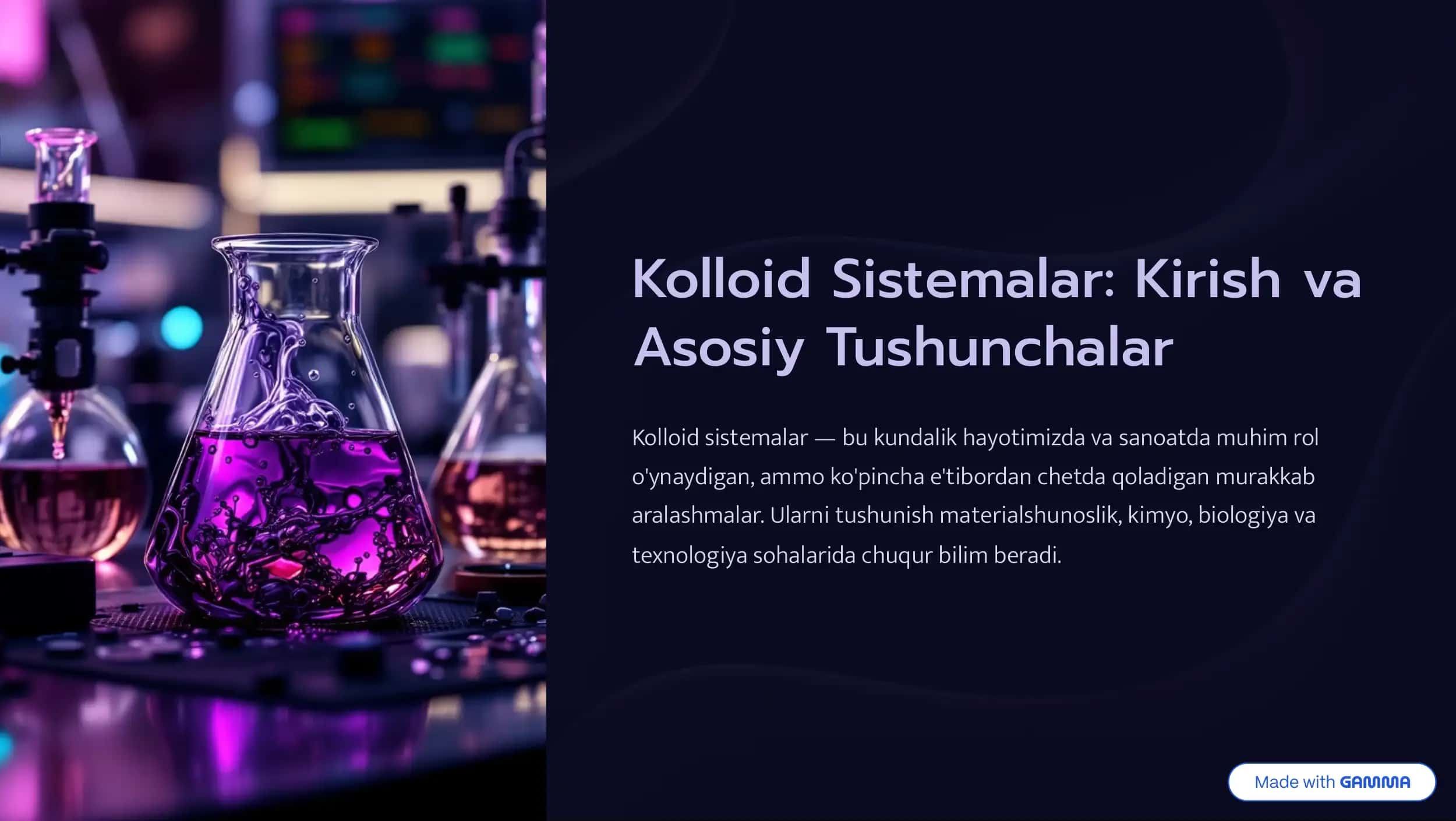 Kolloid Sistemalar: Kirish va Asosiy Tushunchalar