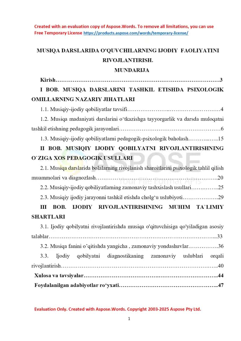 Musiqa darslarida o‘quvchilarning ijodiy faoliyatini rivojlantirish