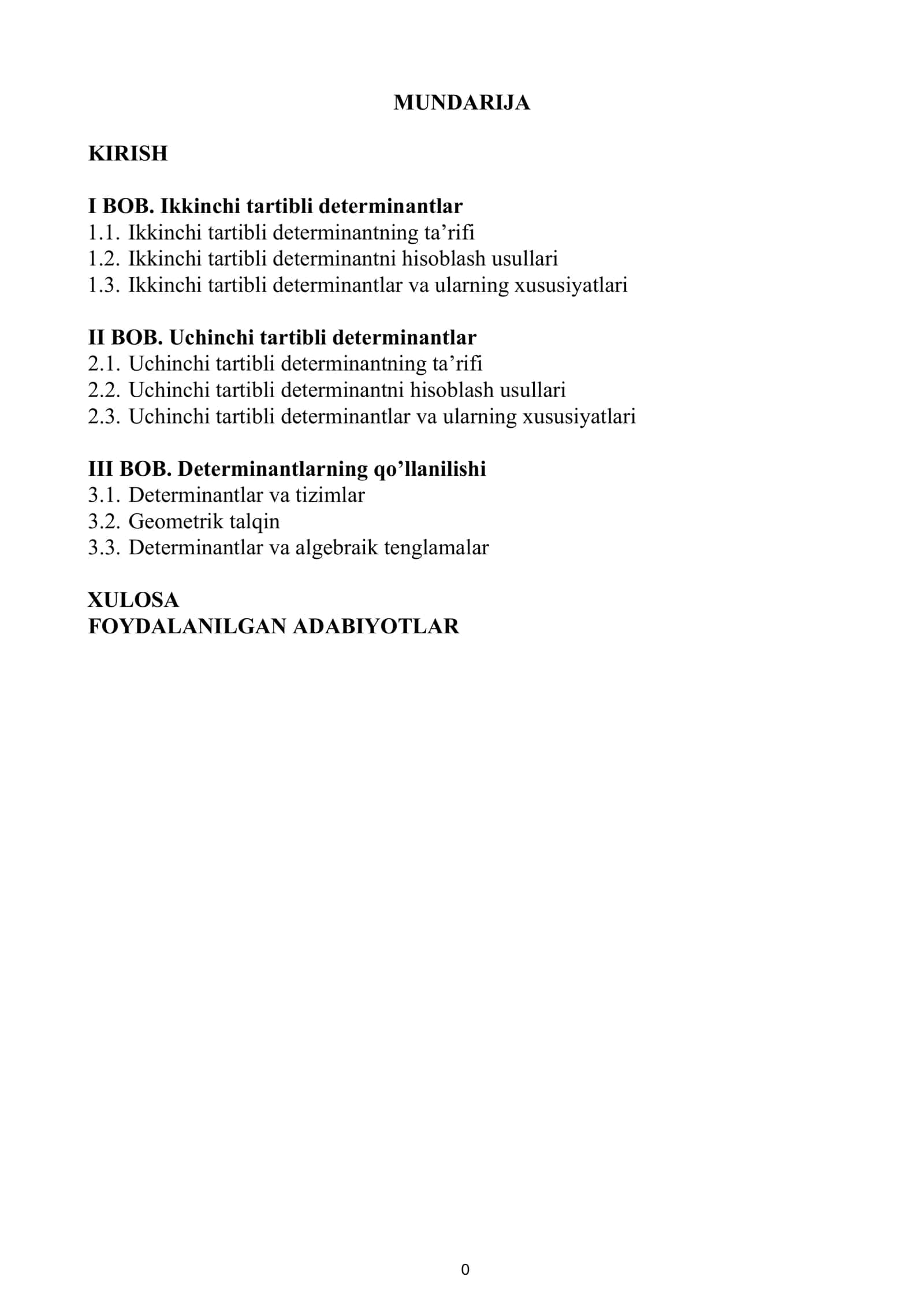 Kurs ishining maqsadi va vazifalari