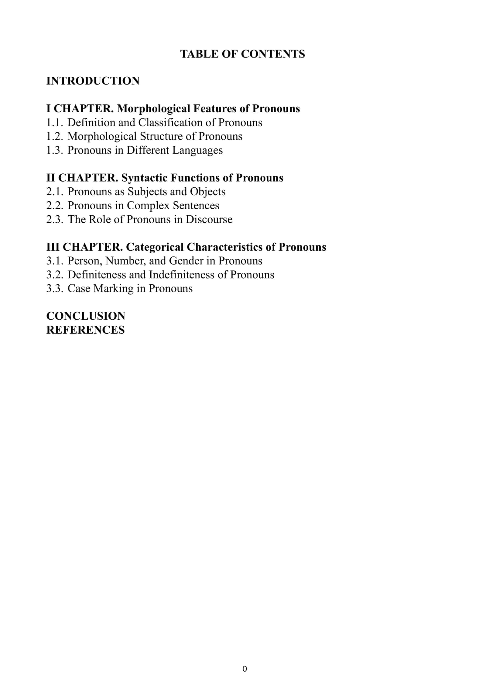 Morphological Features of Pronouns