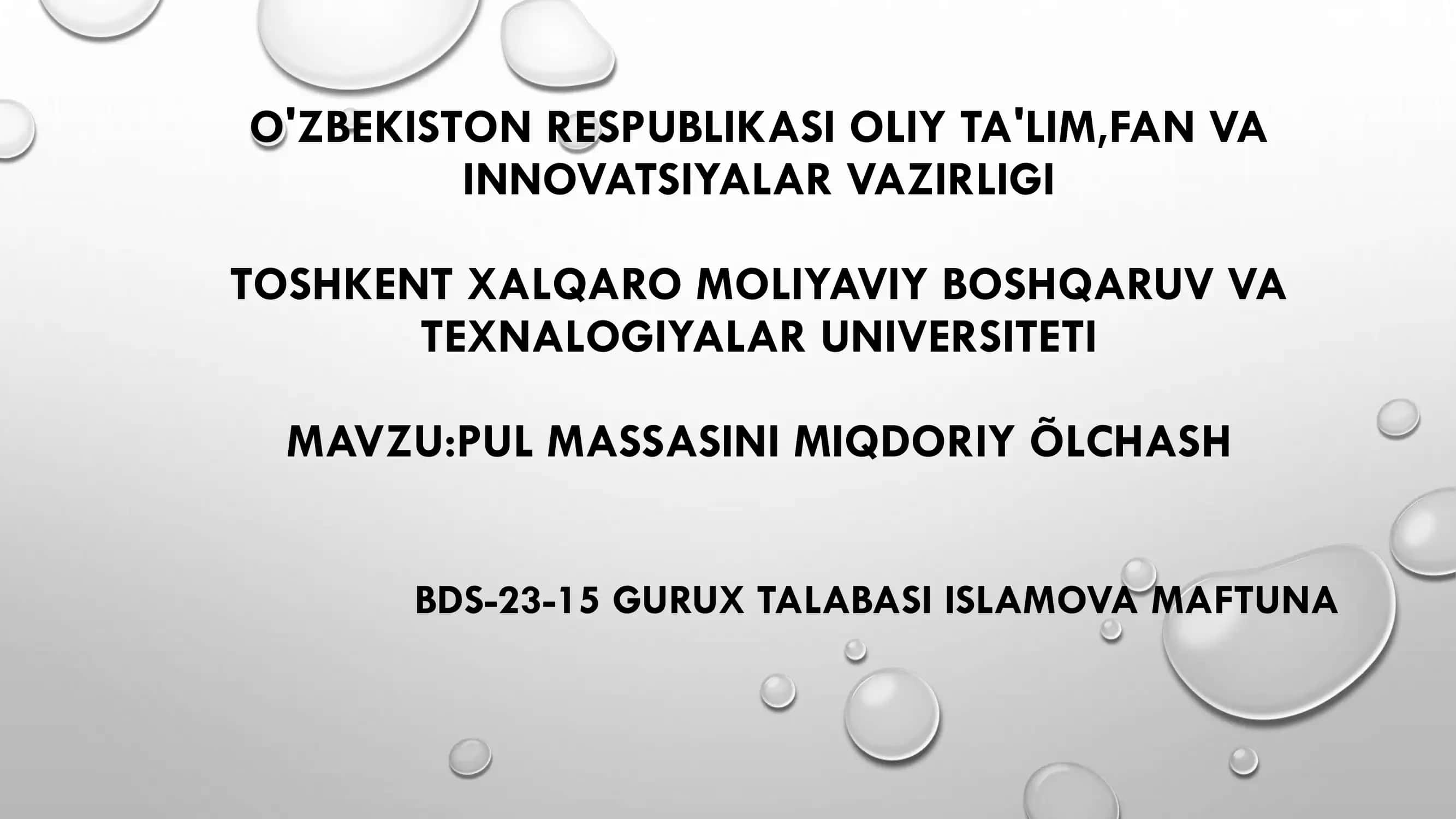 Pul massasini miqdoriy ölchash