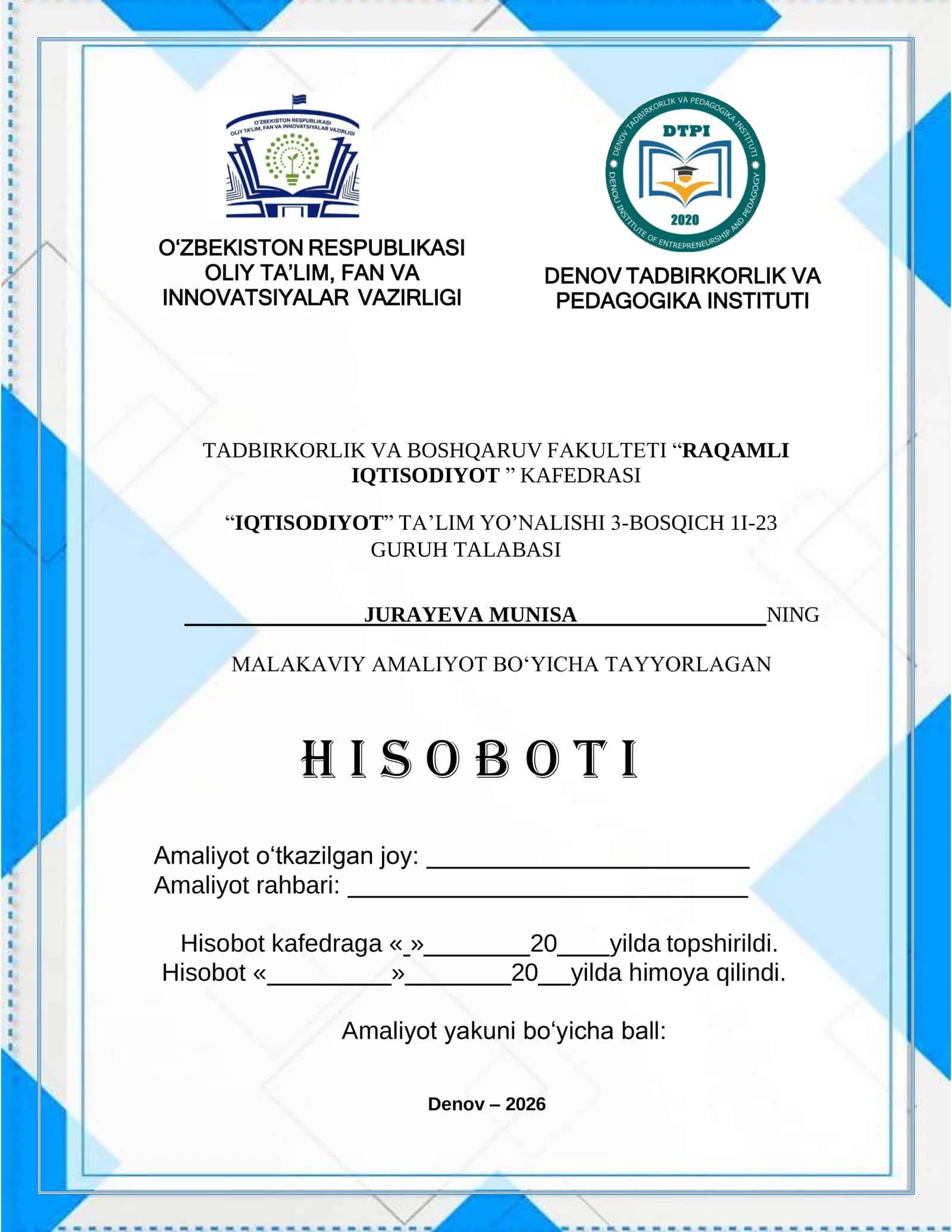 Agrobank Surxondaryo viloyati Sho‘rchi tuman filialining tashkiliy va faoliyati tuzilishi