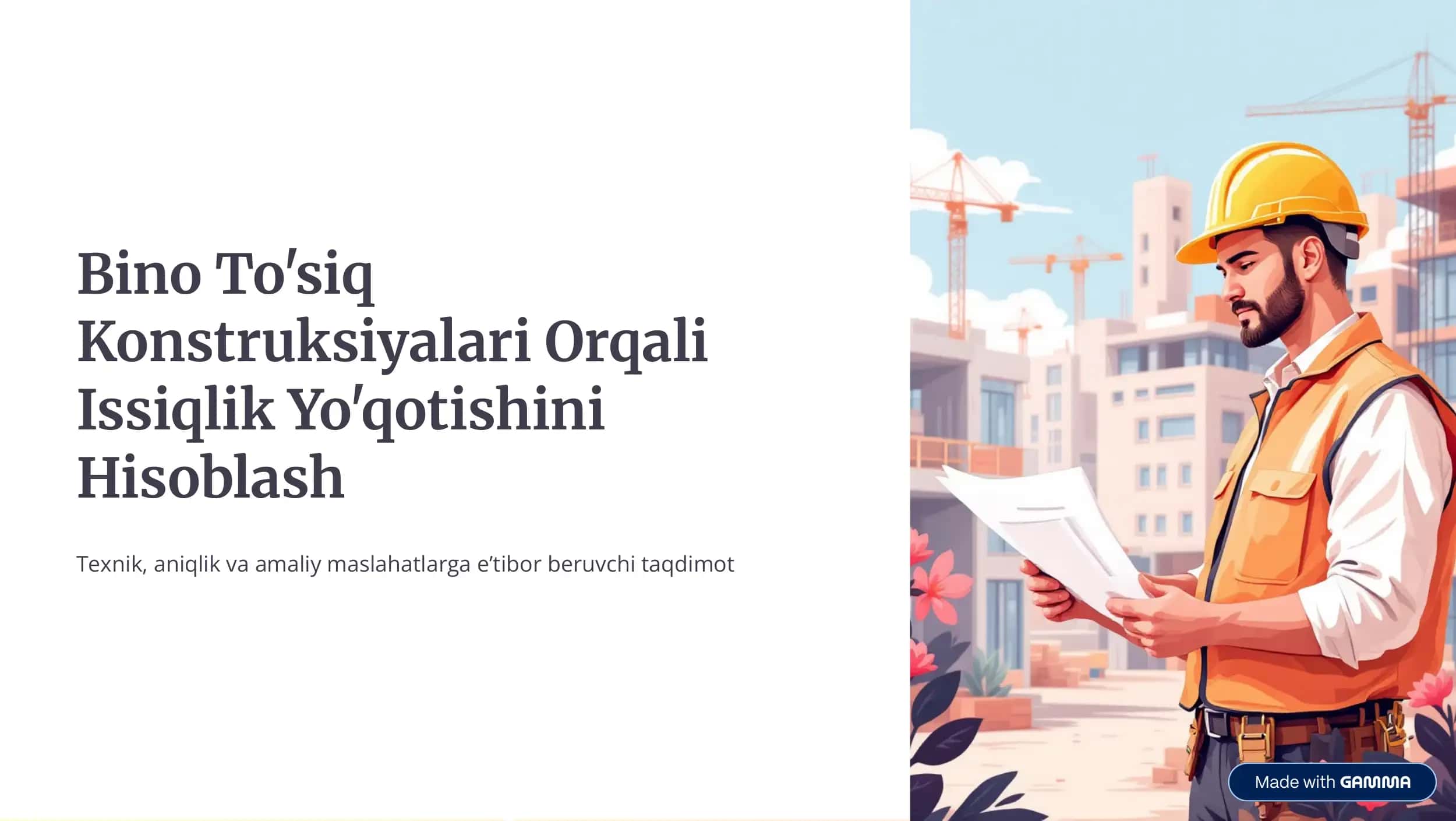 bino to'siq konstruksiyalari orqali issiqlik sarfini hisoblash