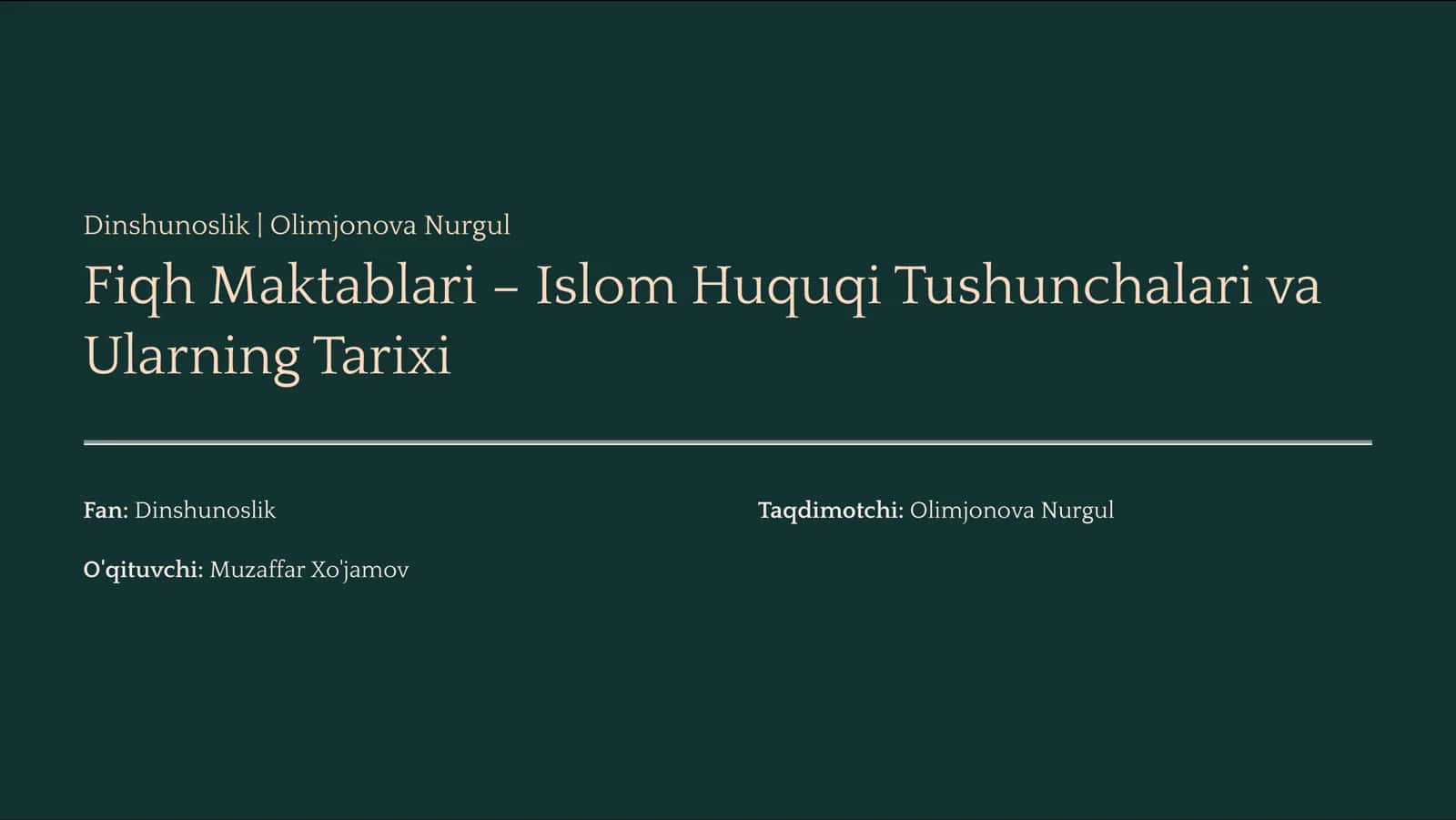 Fiqh Maktablari – Islom Huquqi Tushunchalari va Ularning Tarixi