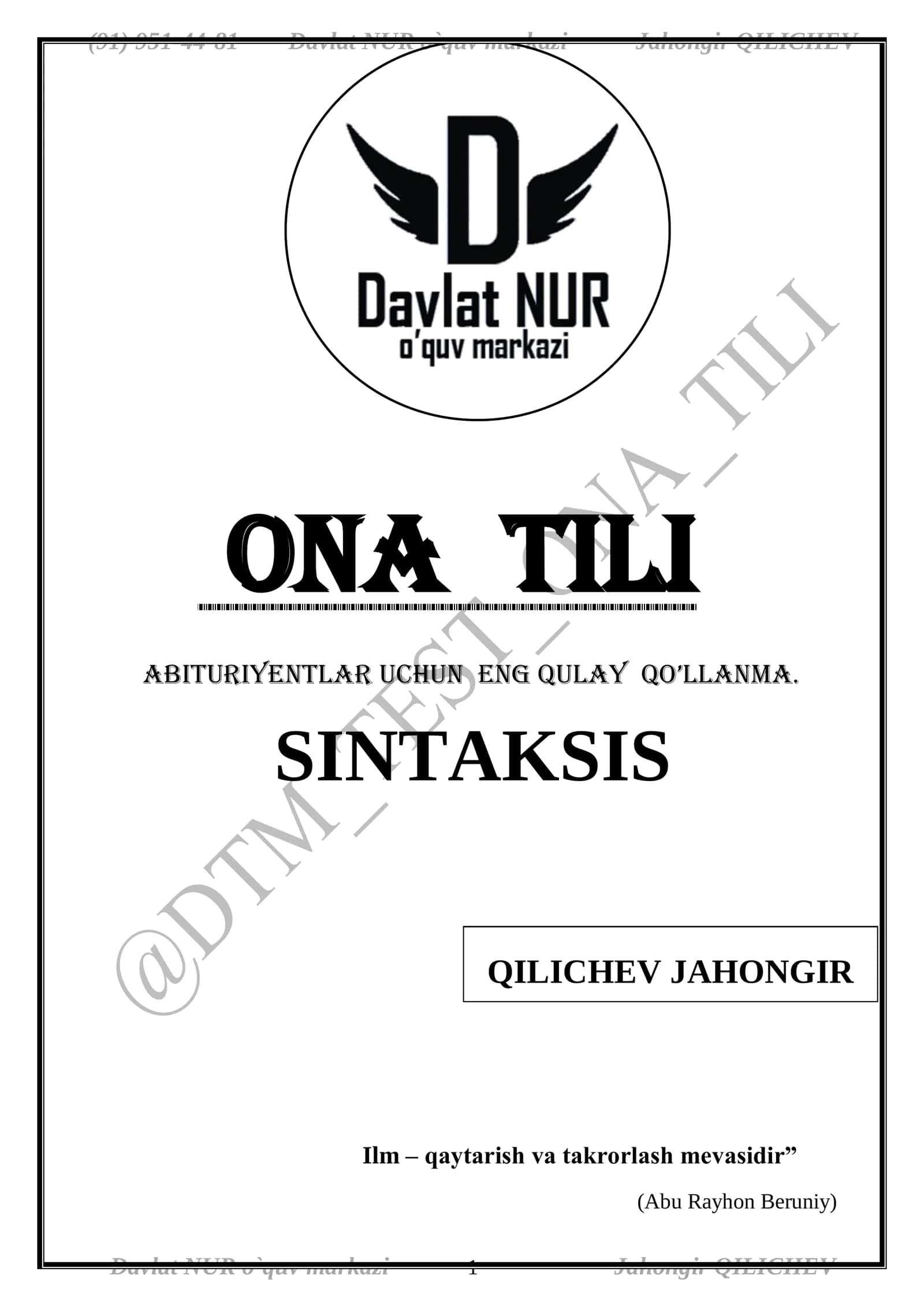 ONA TILI SINTAKSIS