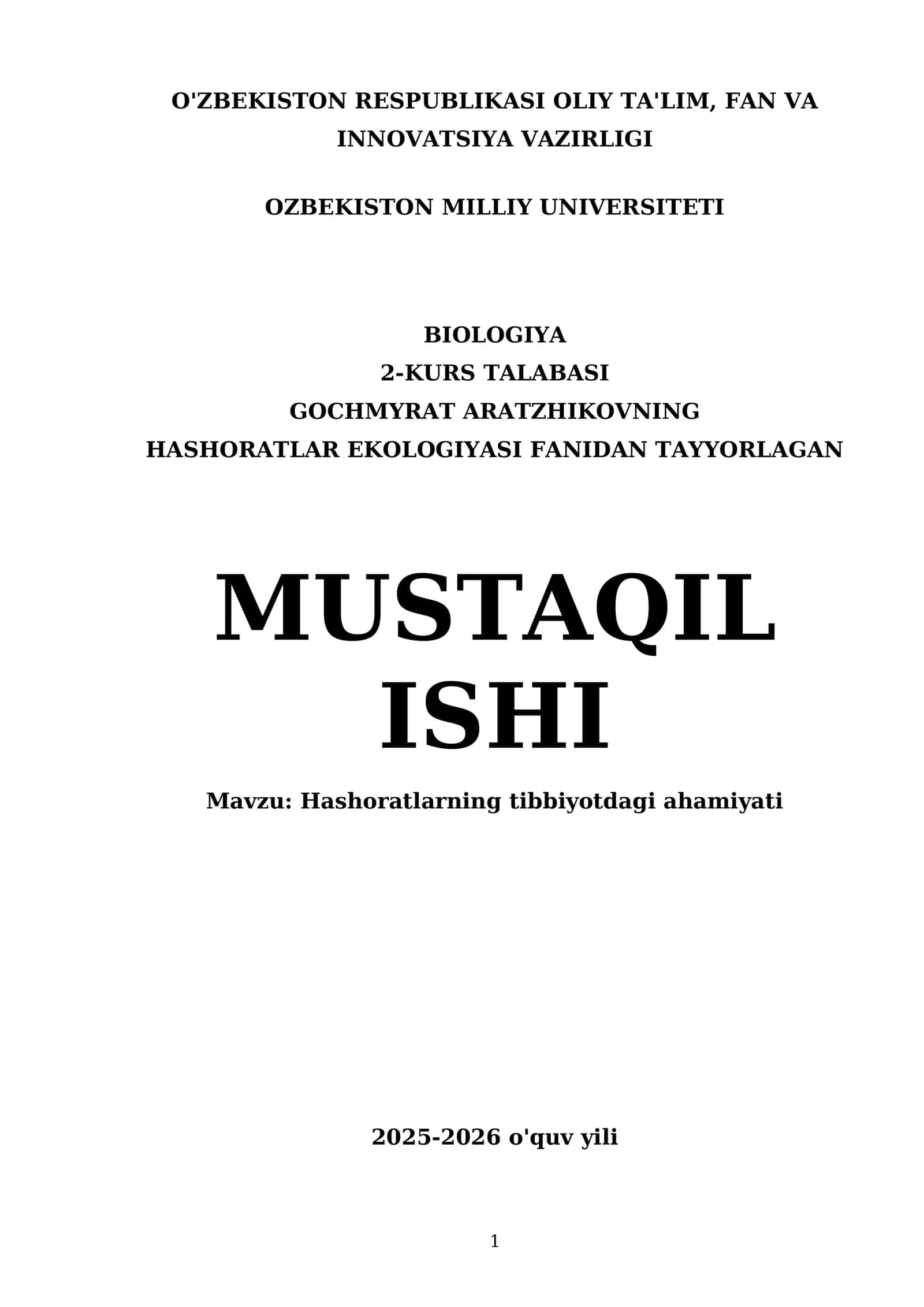 Hashoratlarning tibbiyotdagi ahamiyati
