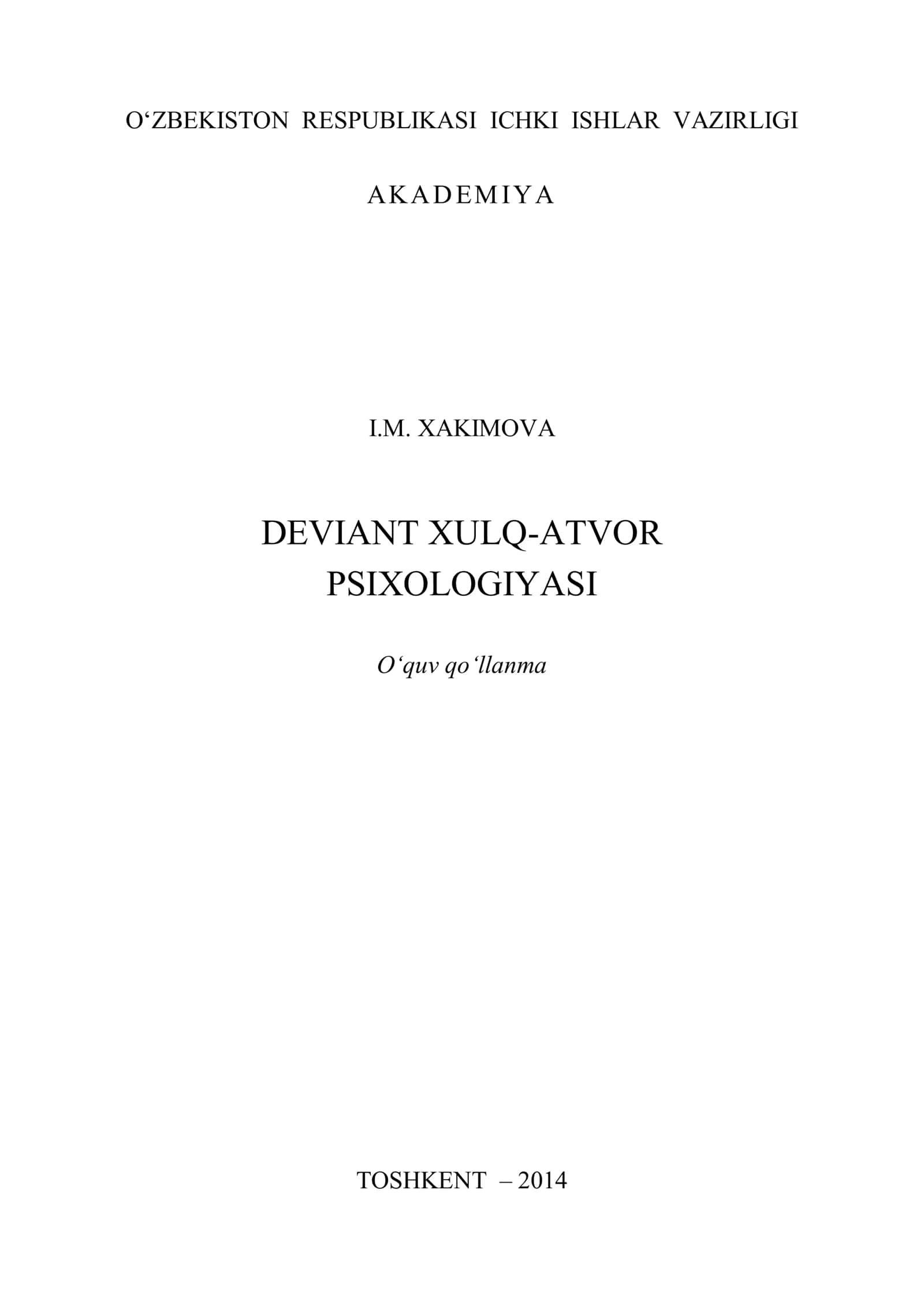 Deviant xulq-atvor psixologiyasi