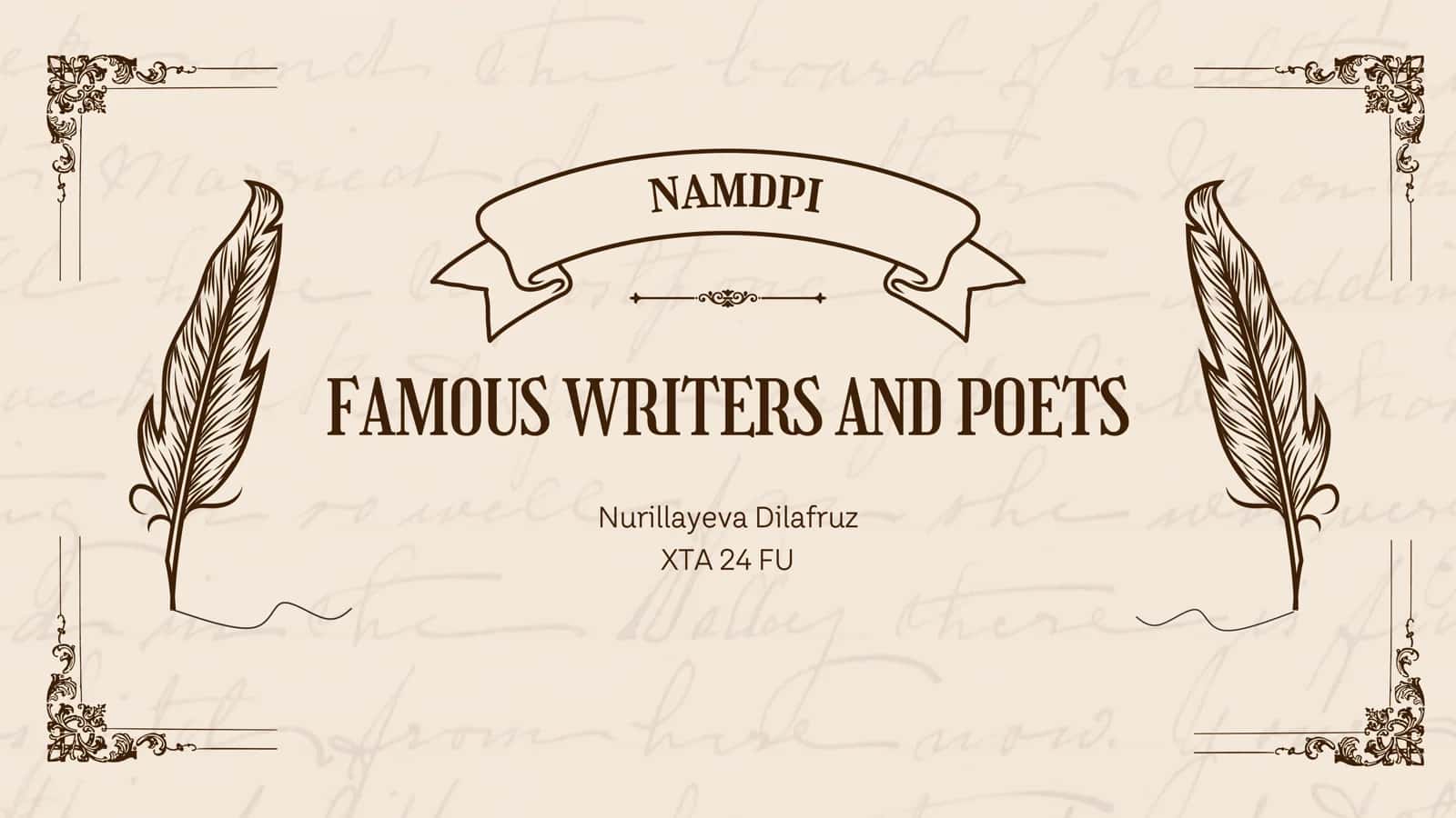 FAMOUS WRITERS AND POETS