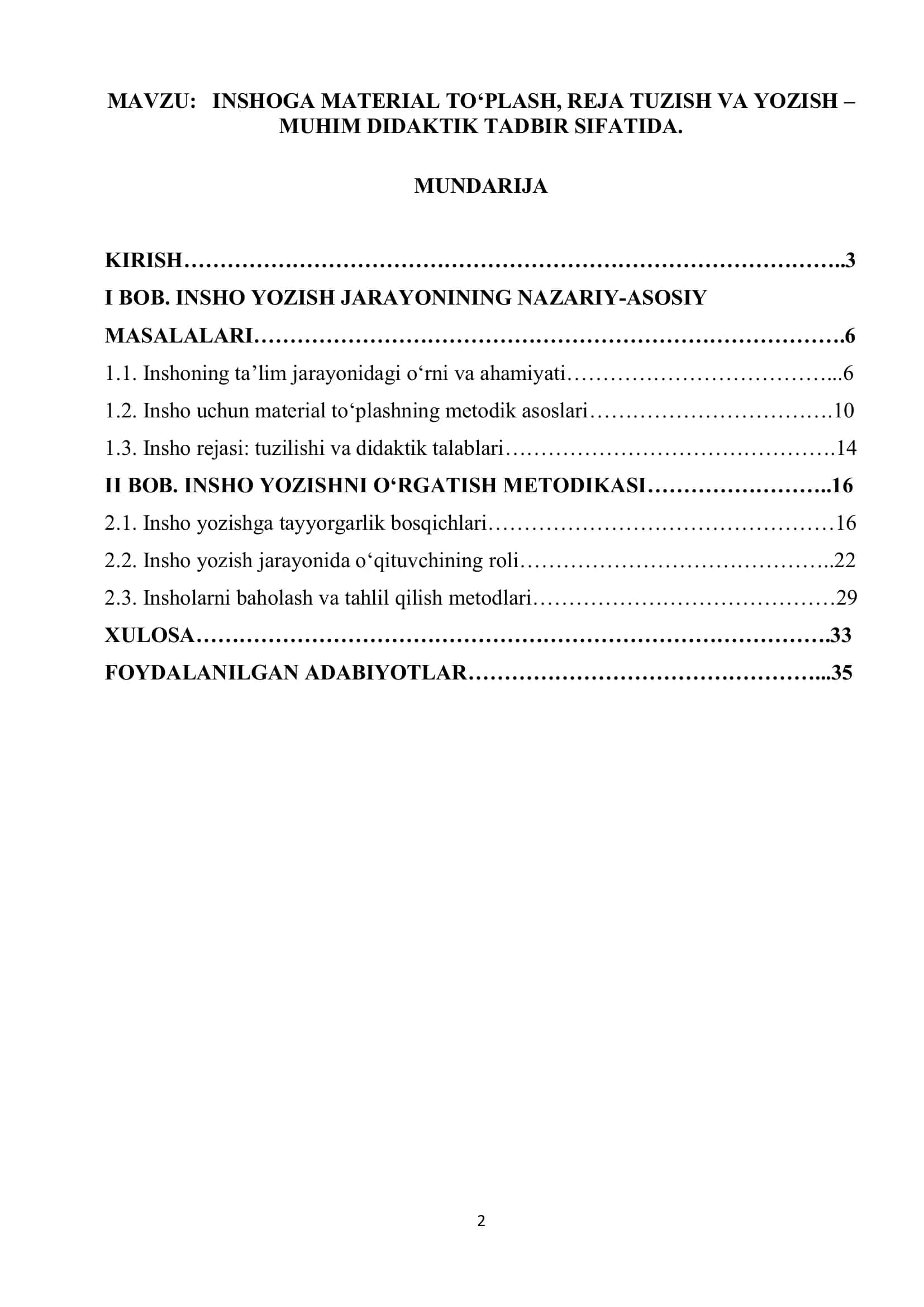 INSHOGA MATERIAL TO‘PLASH, REJA TUZISH VA YOZISH – MUHIM DIDAKTIK TADBIR SIFATIDA