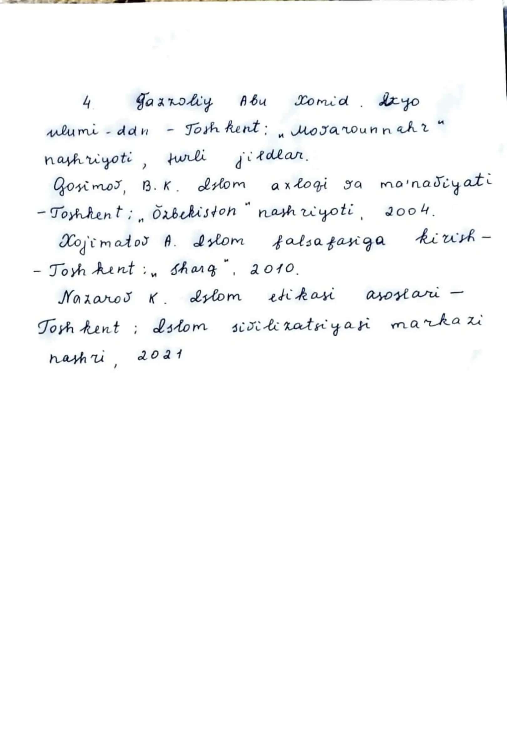 Mustaqil ish Dinshunoslik