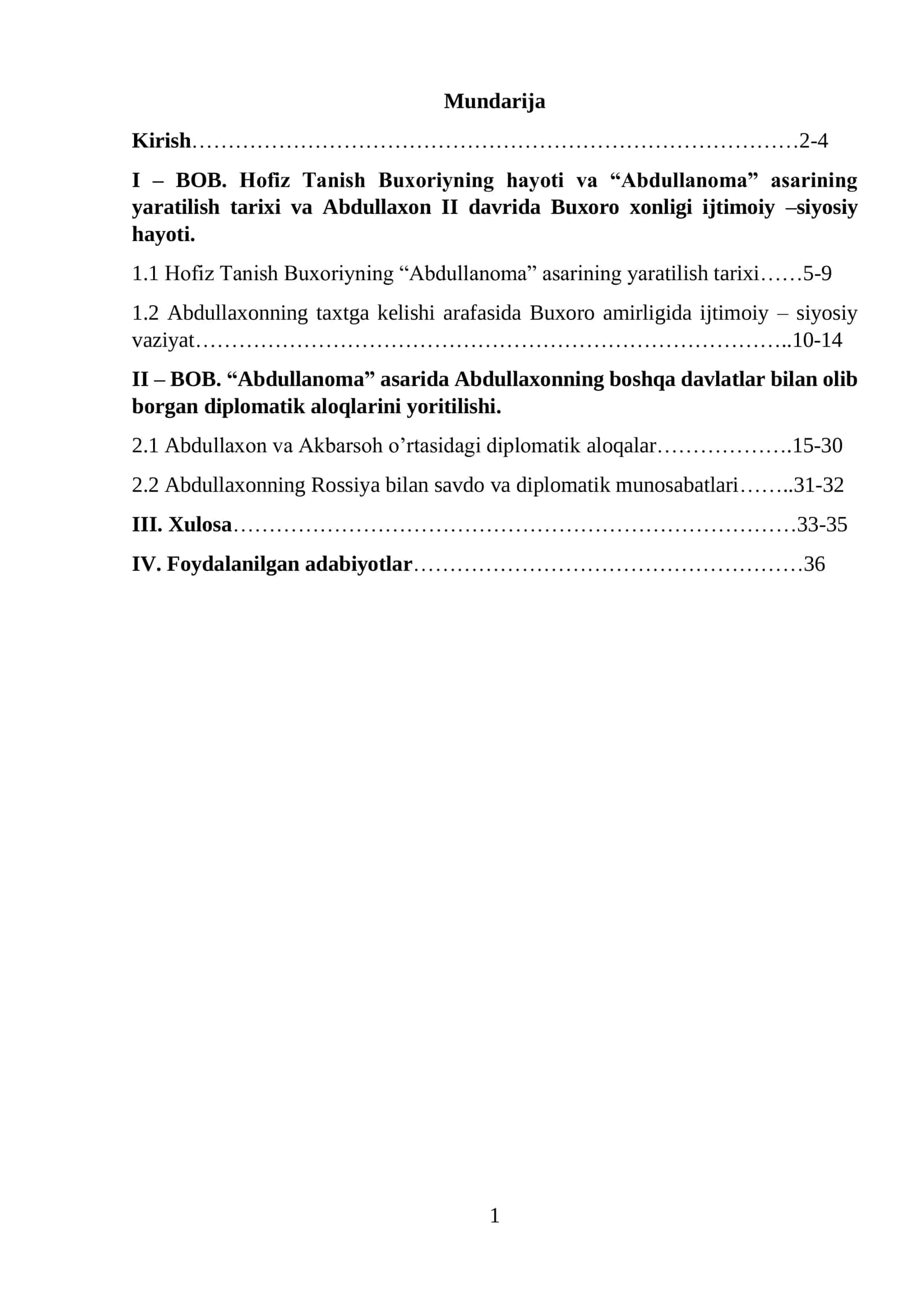 Hofiz Tanish Buxoriyning hayoti va “Abdullanoma” asarining yaratilish tarixi va Abdullaxon II davrida Buxoro xonligi ijtimoiy –siyosiy hayoti