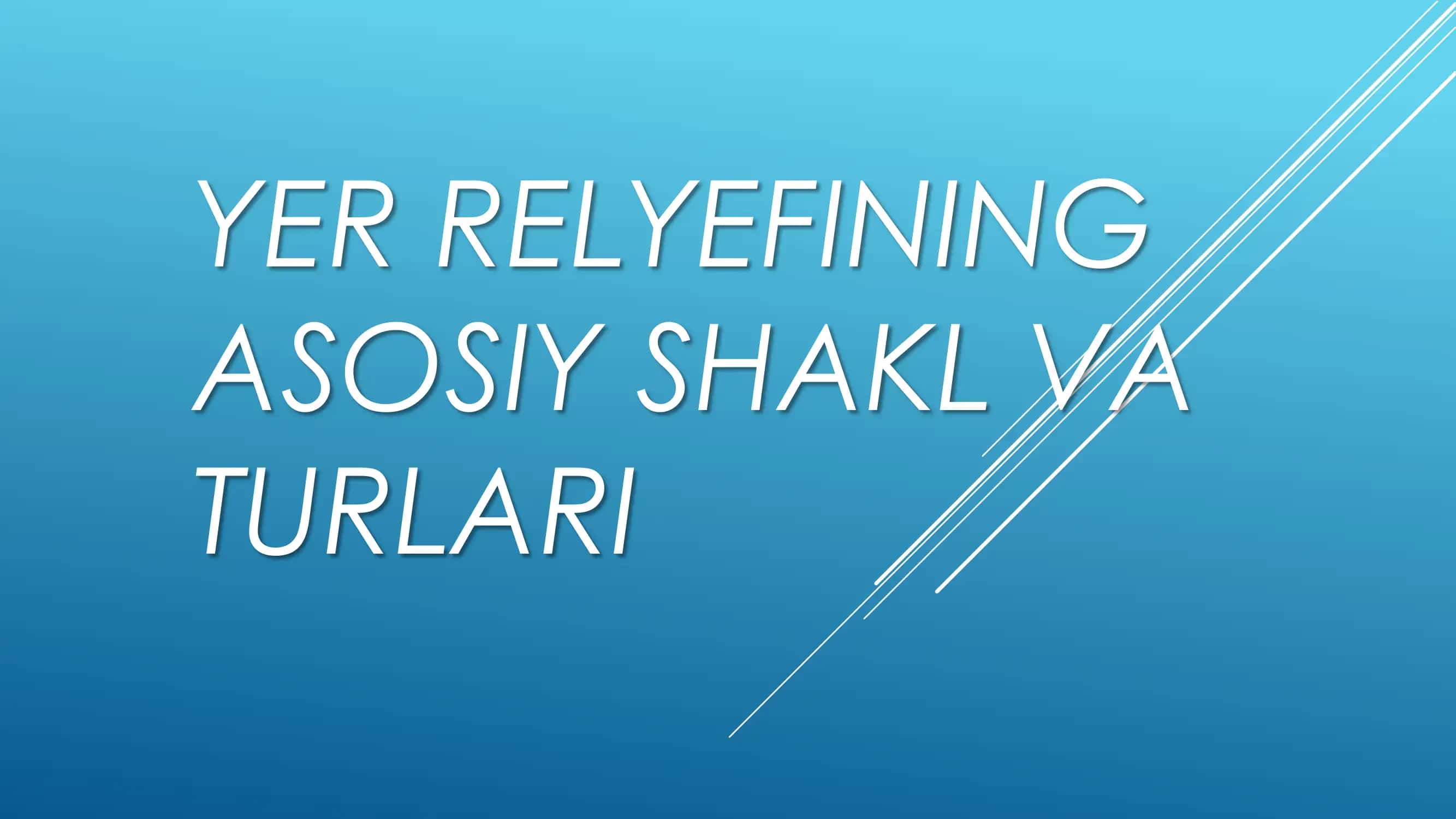 YER RELYEFINING ASOSIY SHAKL VA TURLARI