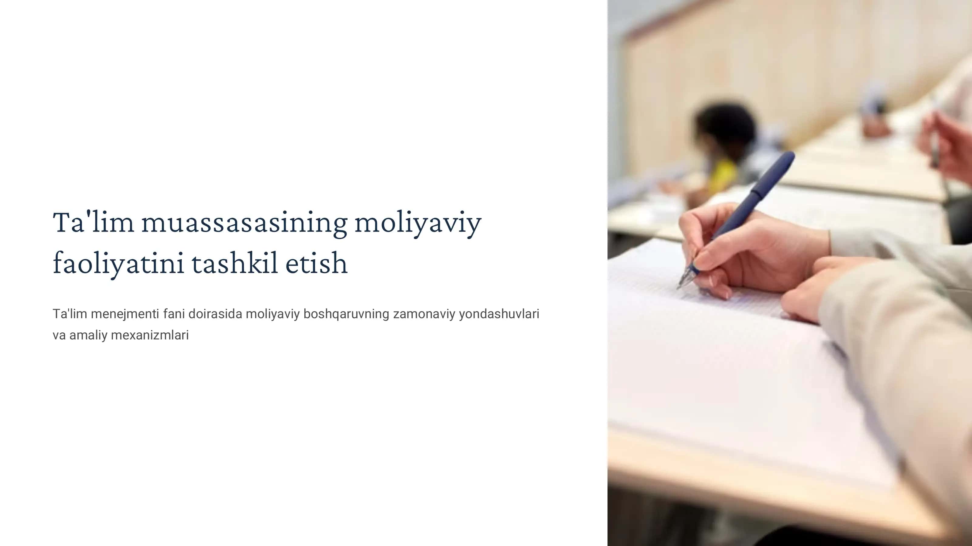 Ta'lim muassasasining moliyaviy faoliyatini tashkil etish