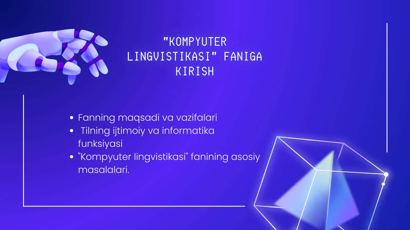 Kompyuter lingvistikasi faniga kirish