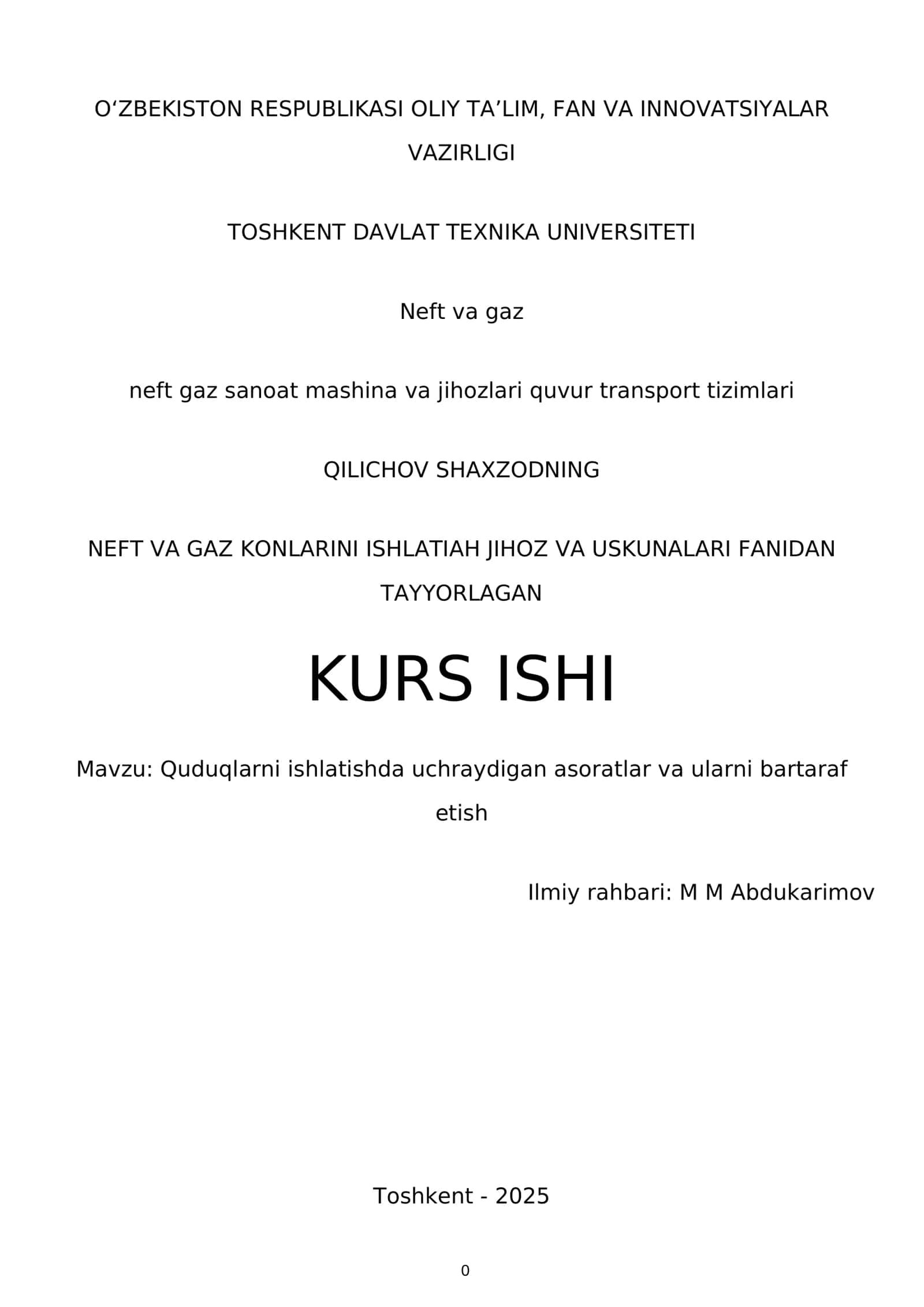 NEFT VA GAZ KONLARINI ISHLATIAH JIHOZ VA USKUNALARI