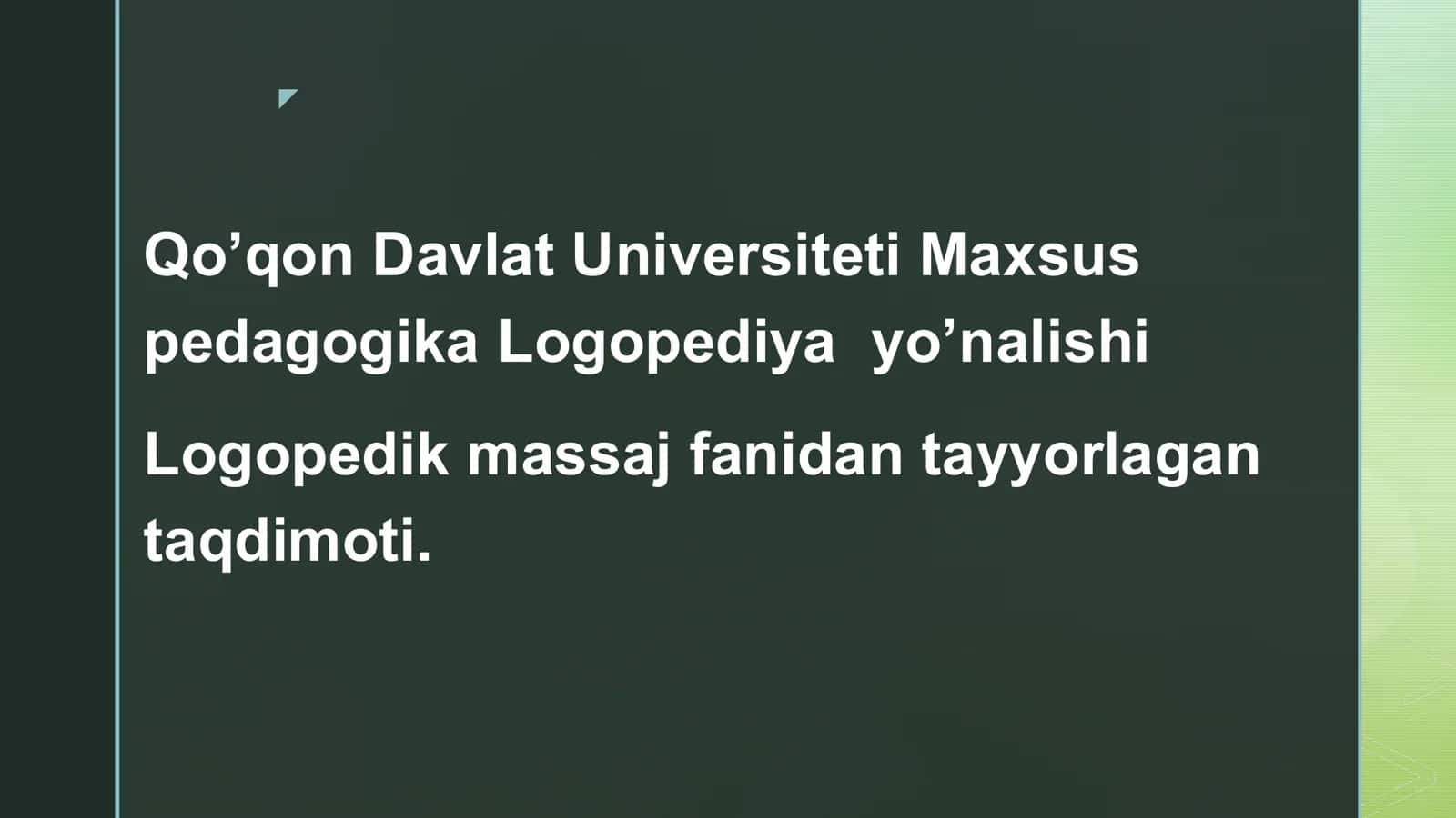 Logopedik Massajning Maqsadi va Vazifalari