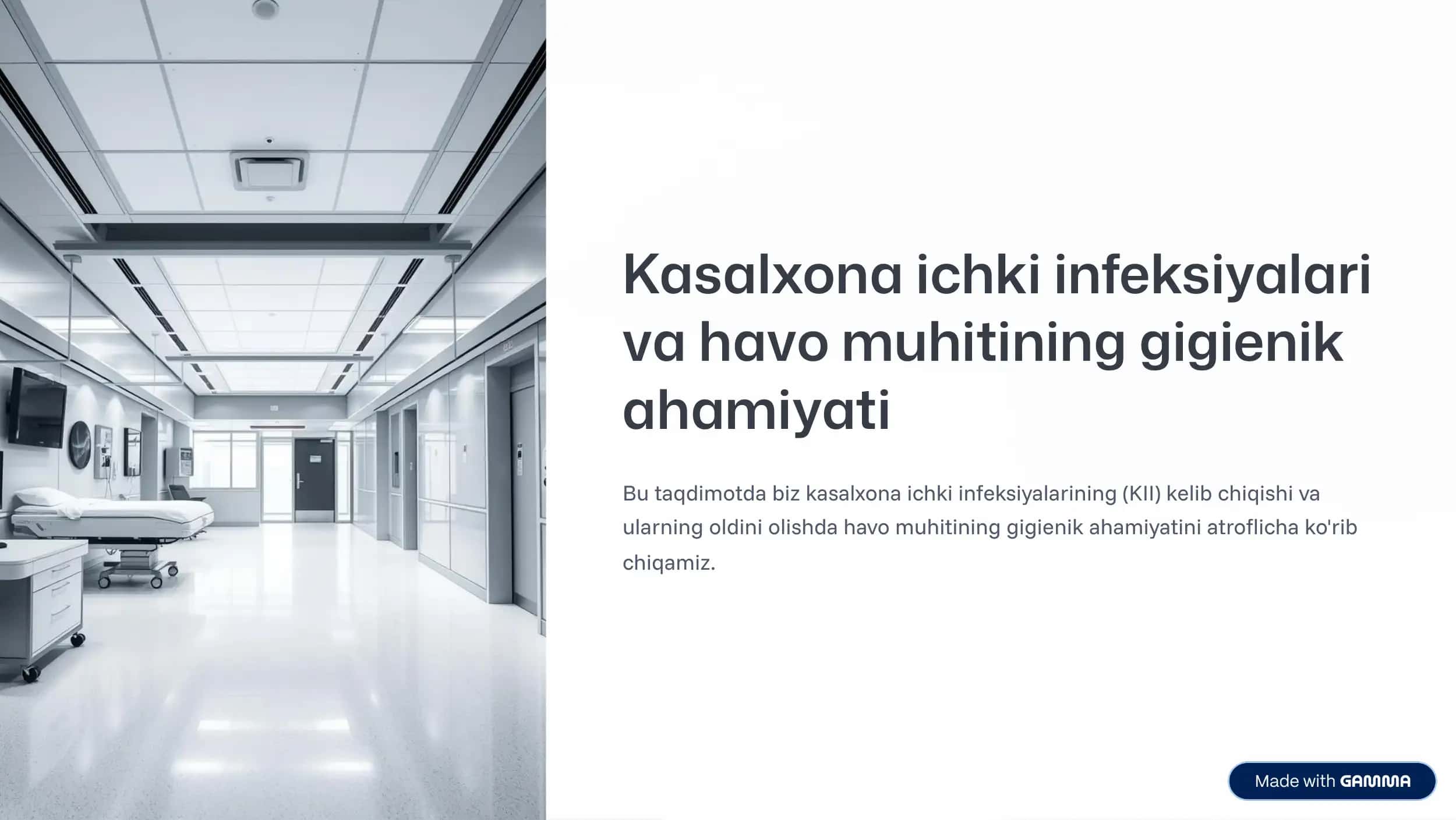 Kasalxona ichki infeksiyalari va havo muhitining gigienik ahamiyati